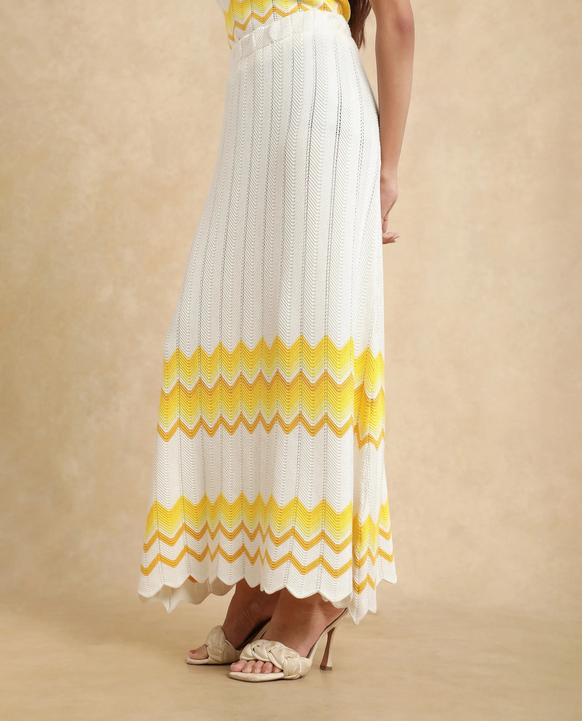 Rareism Women Nupstir-B Yellow Cotton Fabric Slip On Straight Fit Maxi Plain Skirt