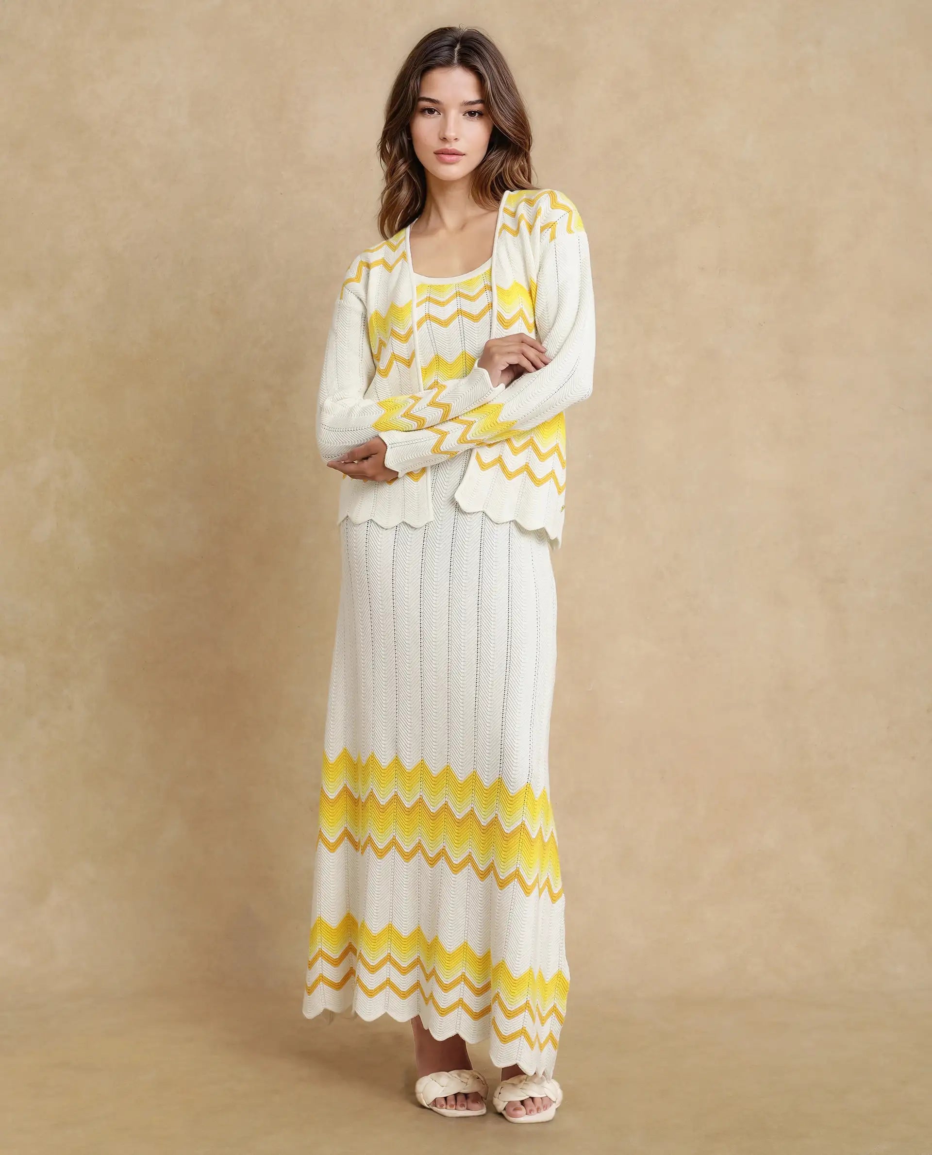 Rareism Women Nupstir-S Yellow Cotton Fabric Sleeve Less Relaxed Fit Shrug