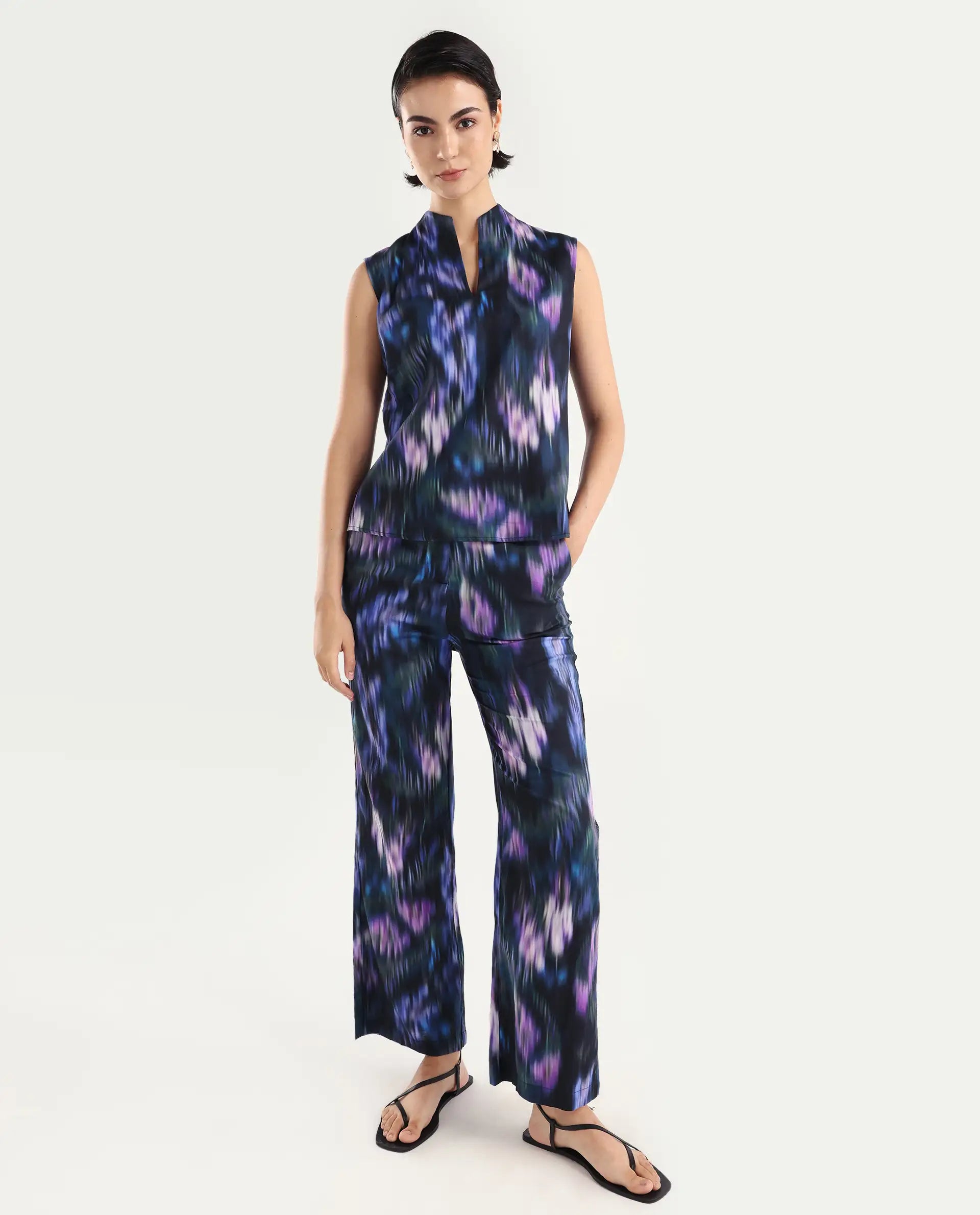 Rareism Women's Nushi B Navy Cotton Straight Fit Trouser
