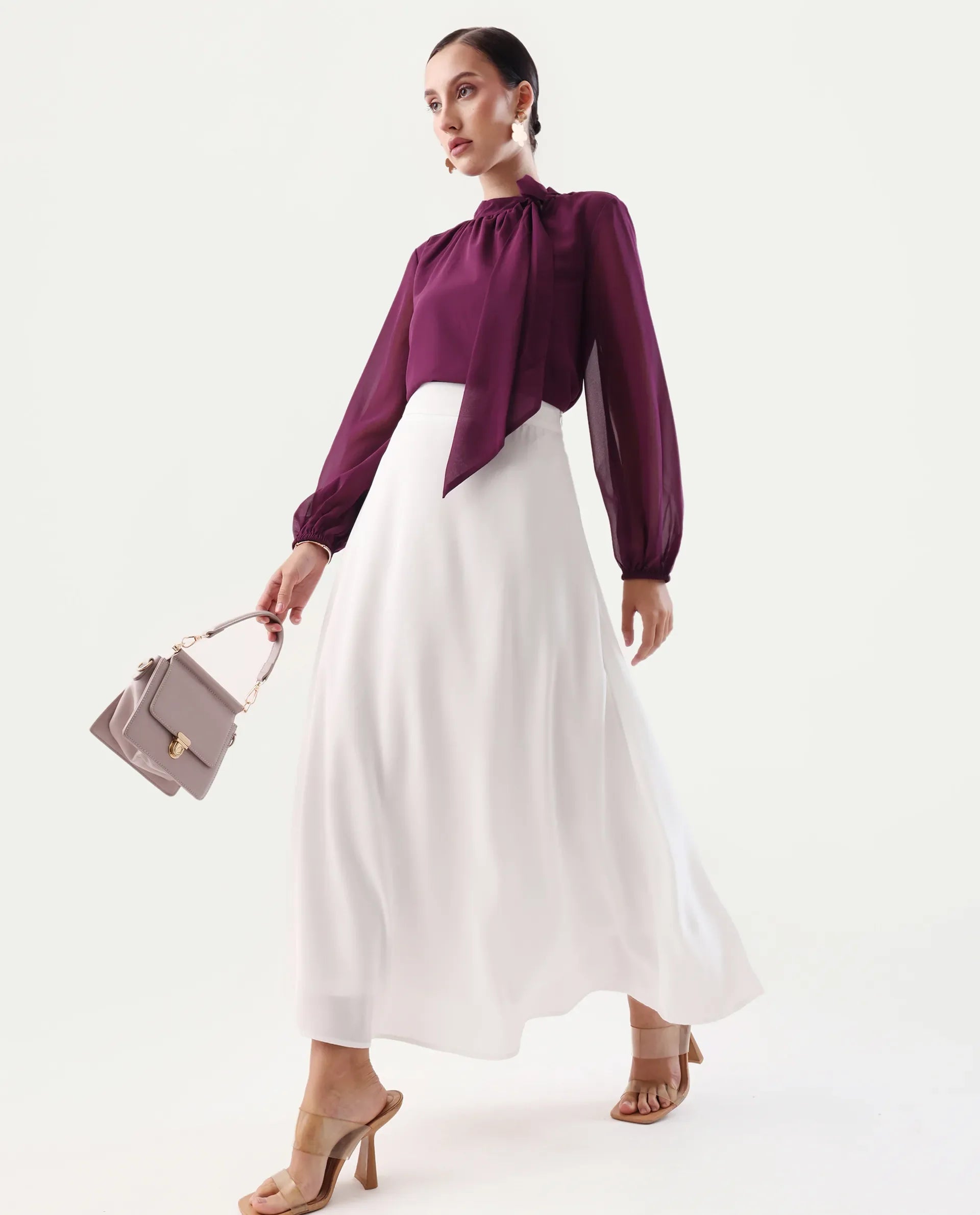 Rareism Women's Nuva B Off White Polyester A-Line Skirt