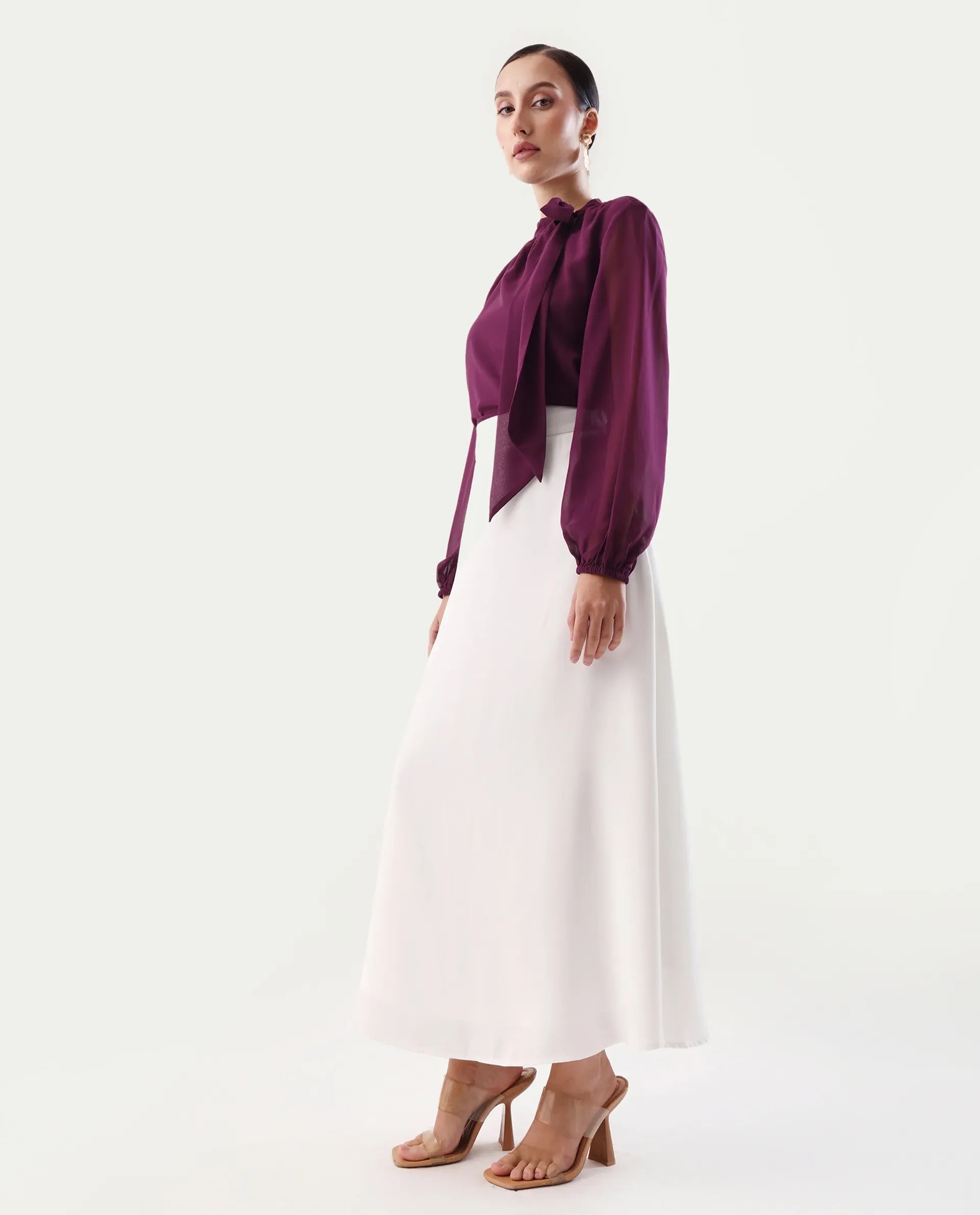 Rareism Women's Nuva B Off White Cotton A-Line Skirt