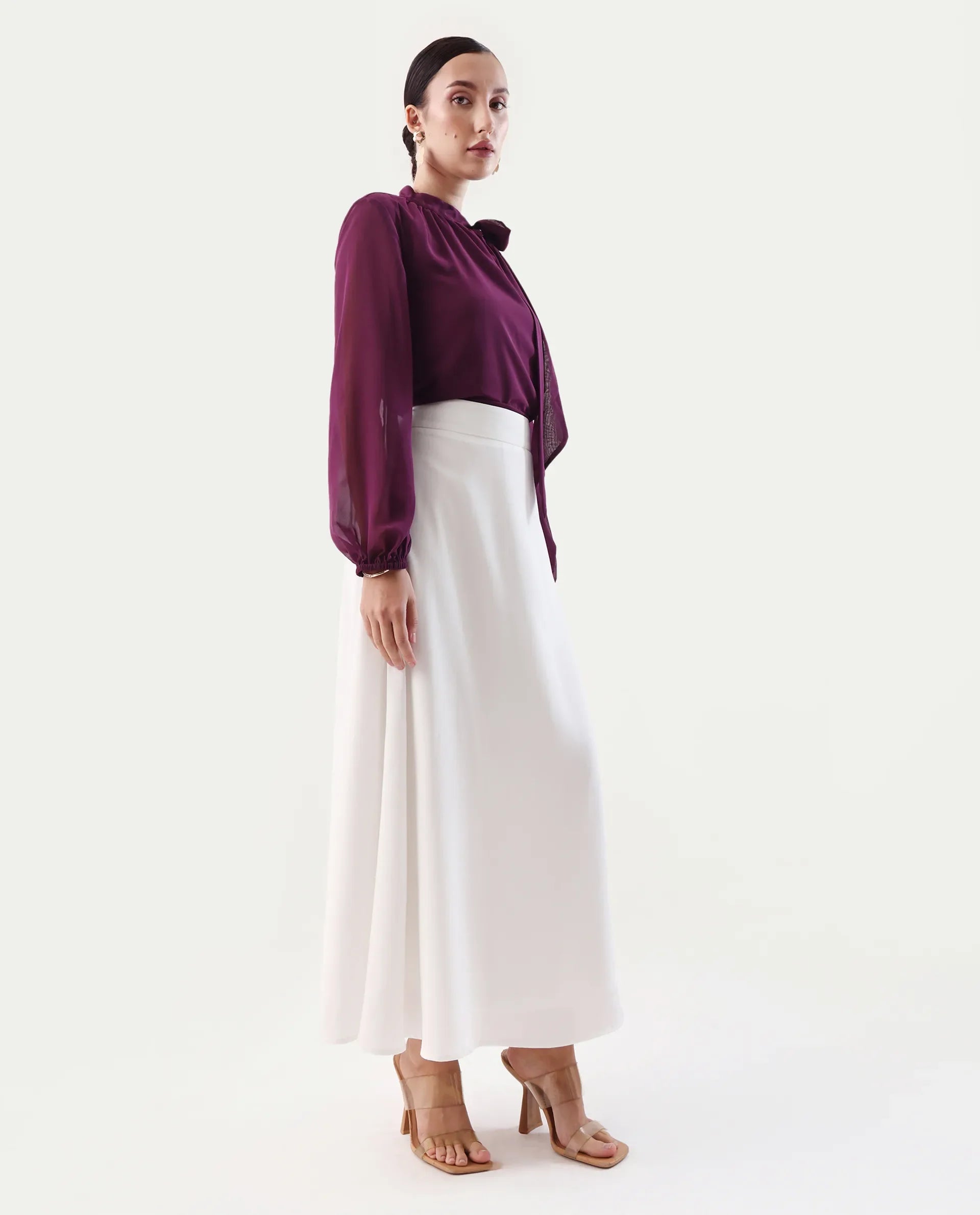 Rareism Women's Nuva B Off White Polyester A-Line Skirt