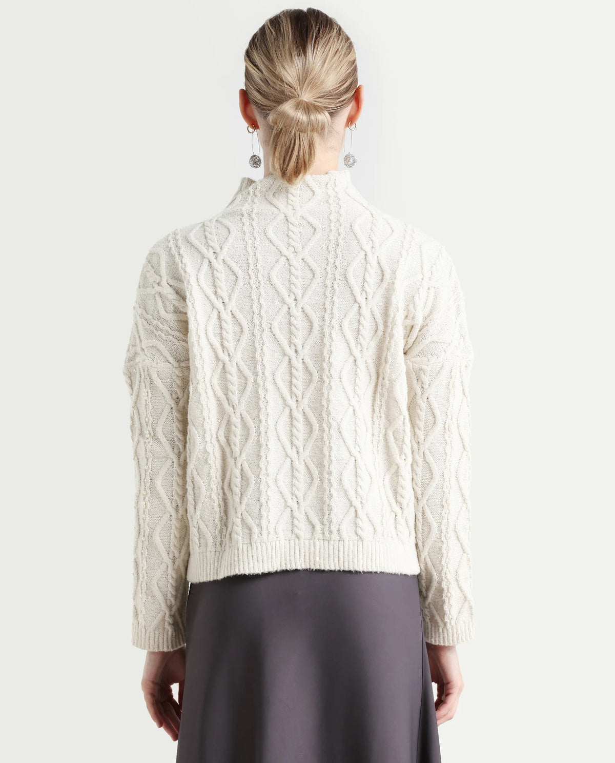 Rareism Women's Polyester High Neck Plain Relaxed Fit Sweater