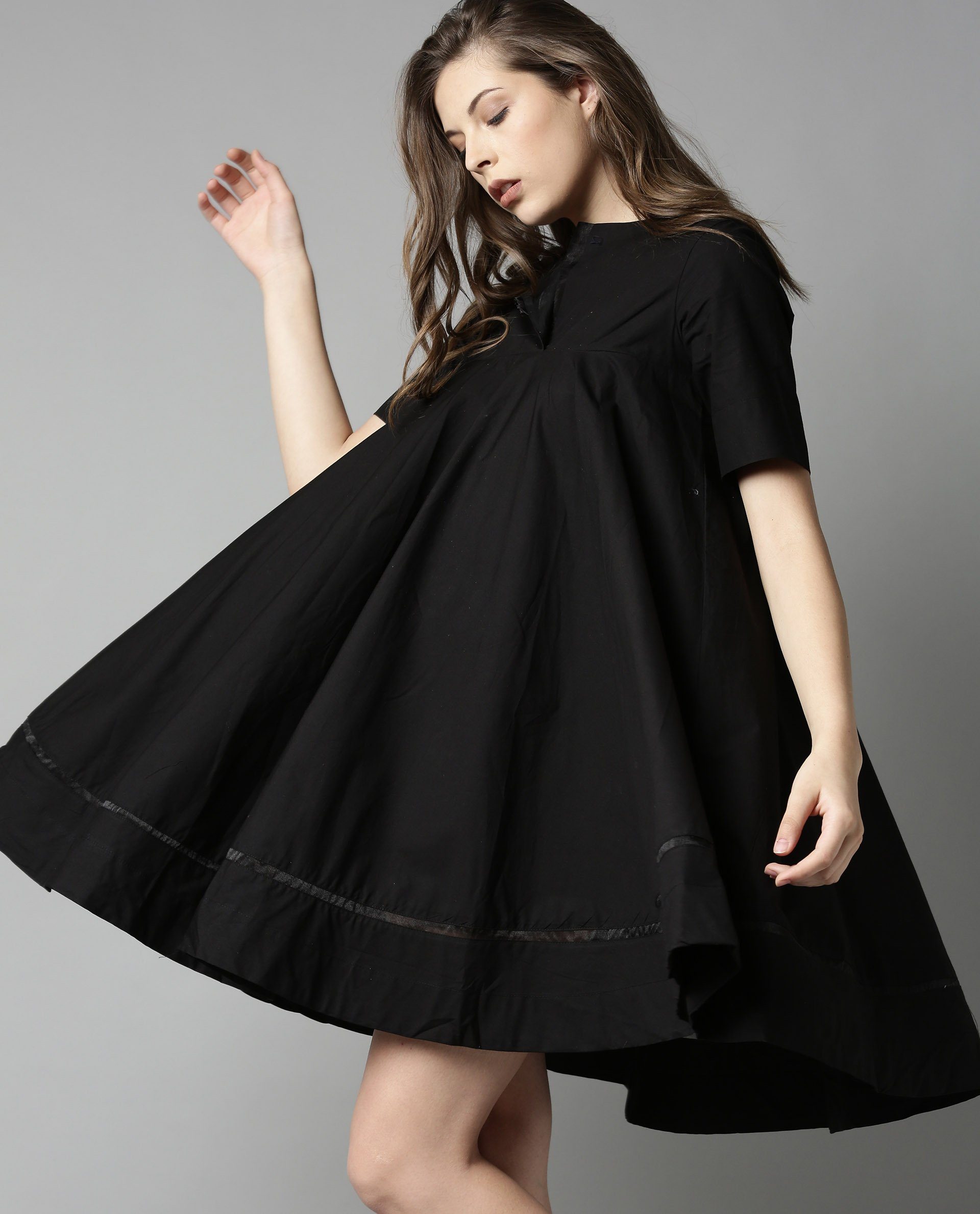 Rareism Women 45200 Black Dress Short Sleeves