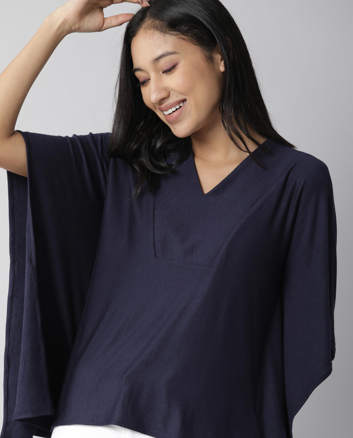 Rareism Women Pal Navy Top Full Sleeves Solid