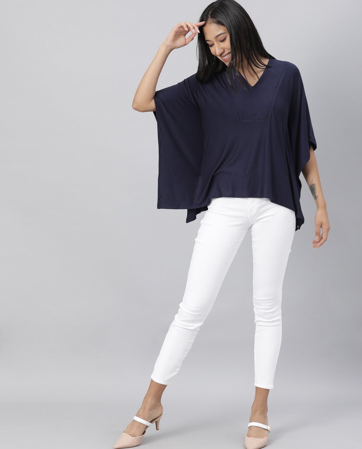 Rareism Women Pal Navy Top Full Sleeves Solid