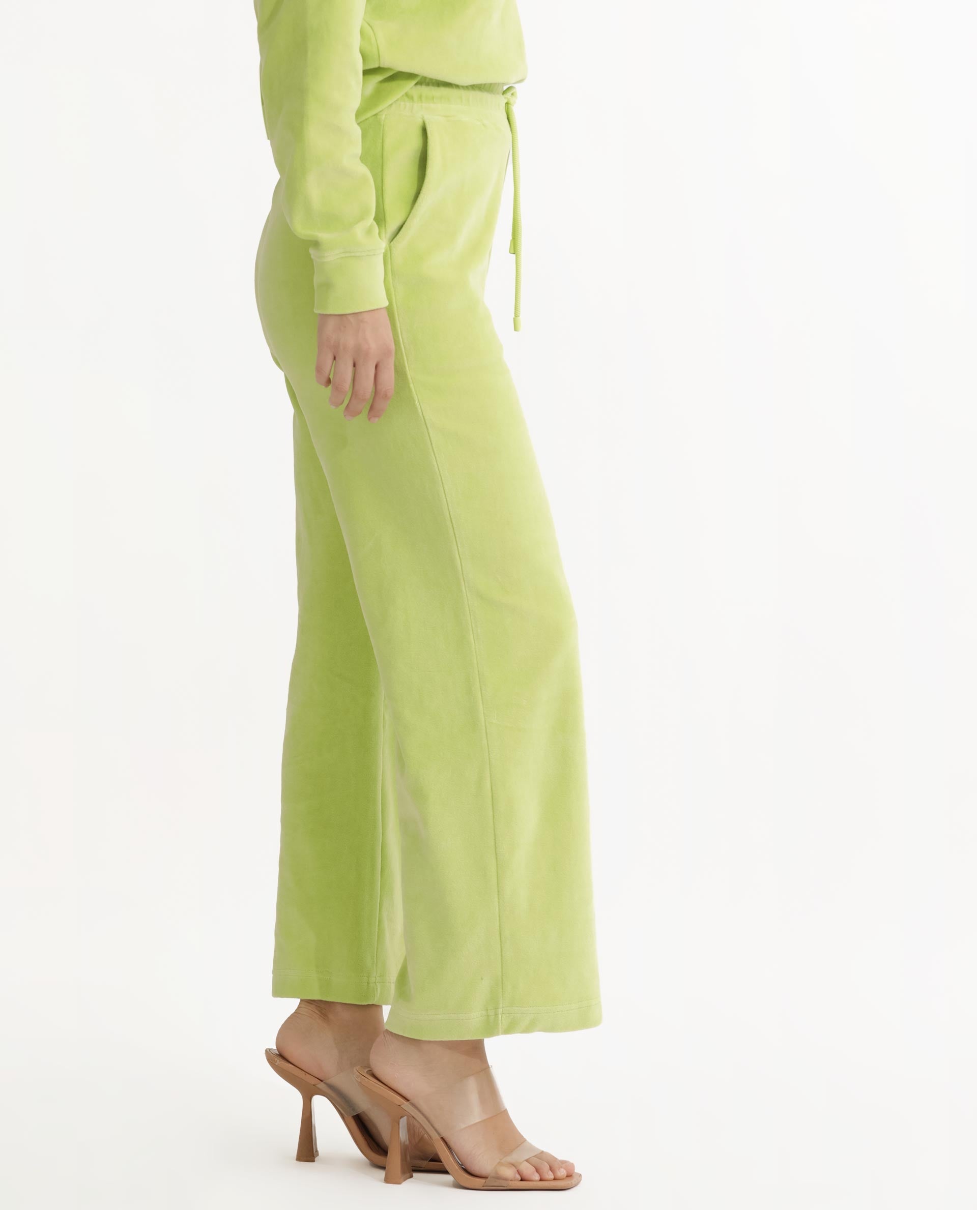 Rareism Women's Pazoo Tt Light Green Cotton Blend Plain Ankle Length Flared Track Pant