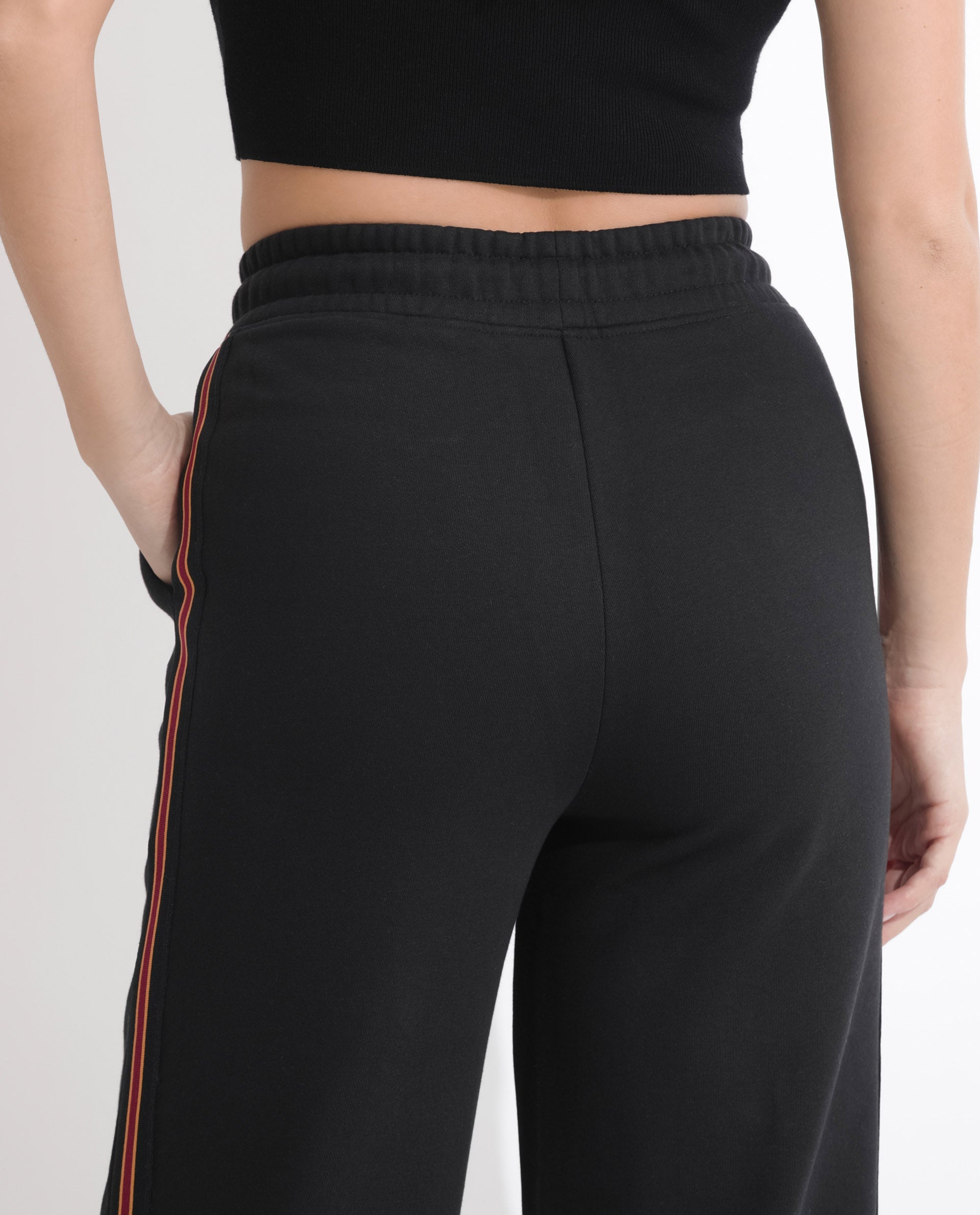 Rareism Women's Pazoo F Black Cotton Blend Plain Ankle Length Flared Track Pant