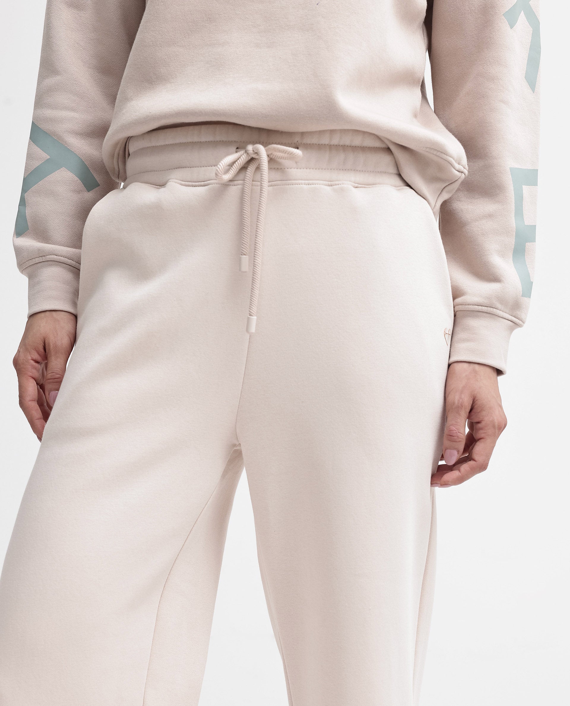 Rareism Women's Pazoo P Beige Cotton Blend Plain Ankle Length Flared Track Pant