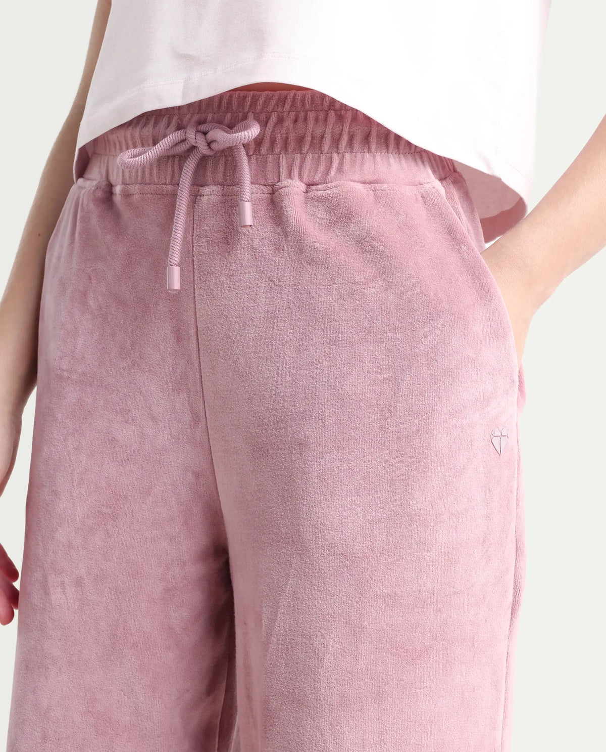 Rareism Women's Pazoo Tt Dusky Pink Cotton Blend Plain Ankle Length Flared Track Pant