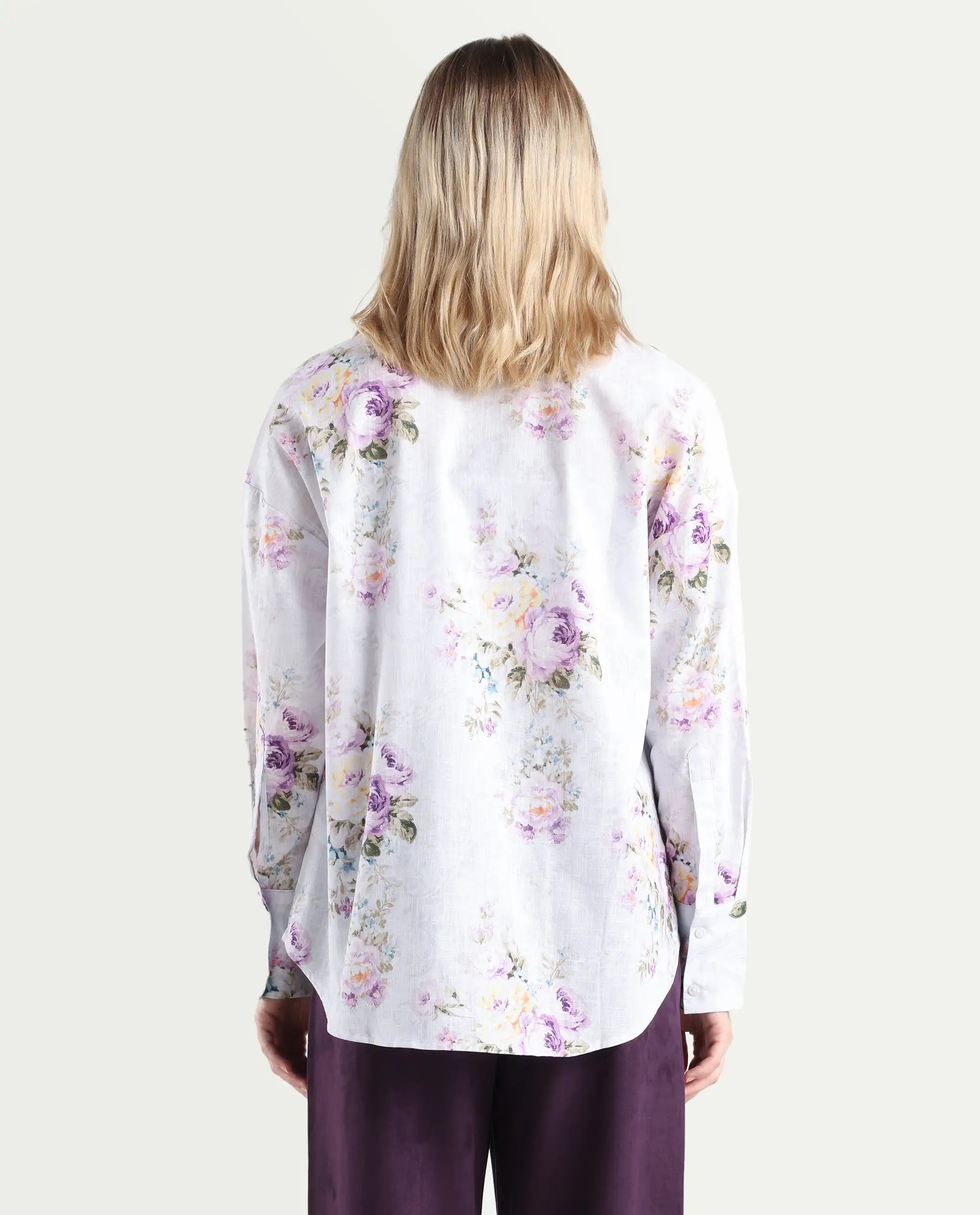 Rareism Women's Preguy Multi Cotton Spread Collar Floral Print Cuffed Sleeve Regular Fit Shirt