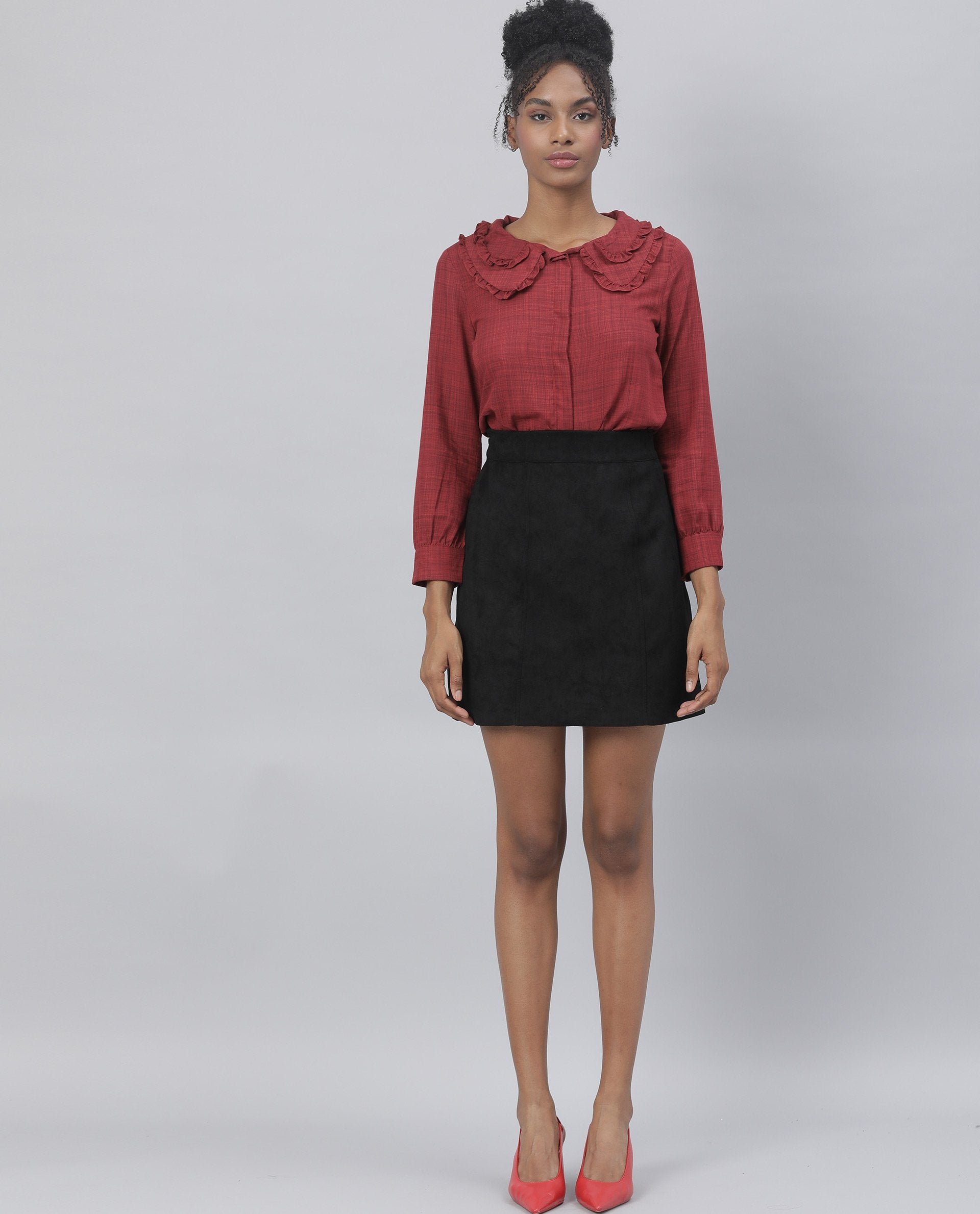 Rareism Women Quote Black Skirt Solid