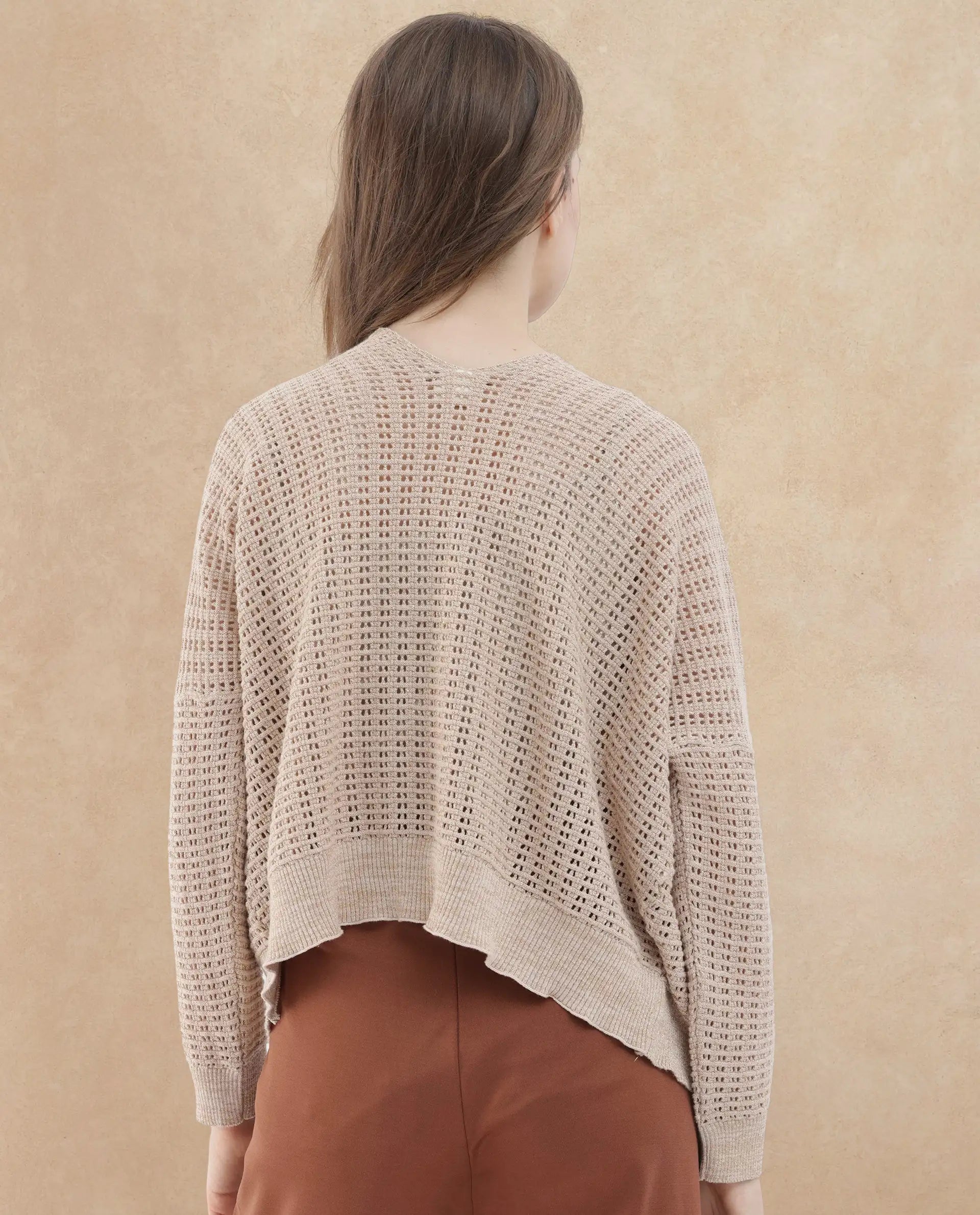 Rareism Women's Roba Gold Cotton Plain Relaxed Fit Shrug