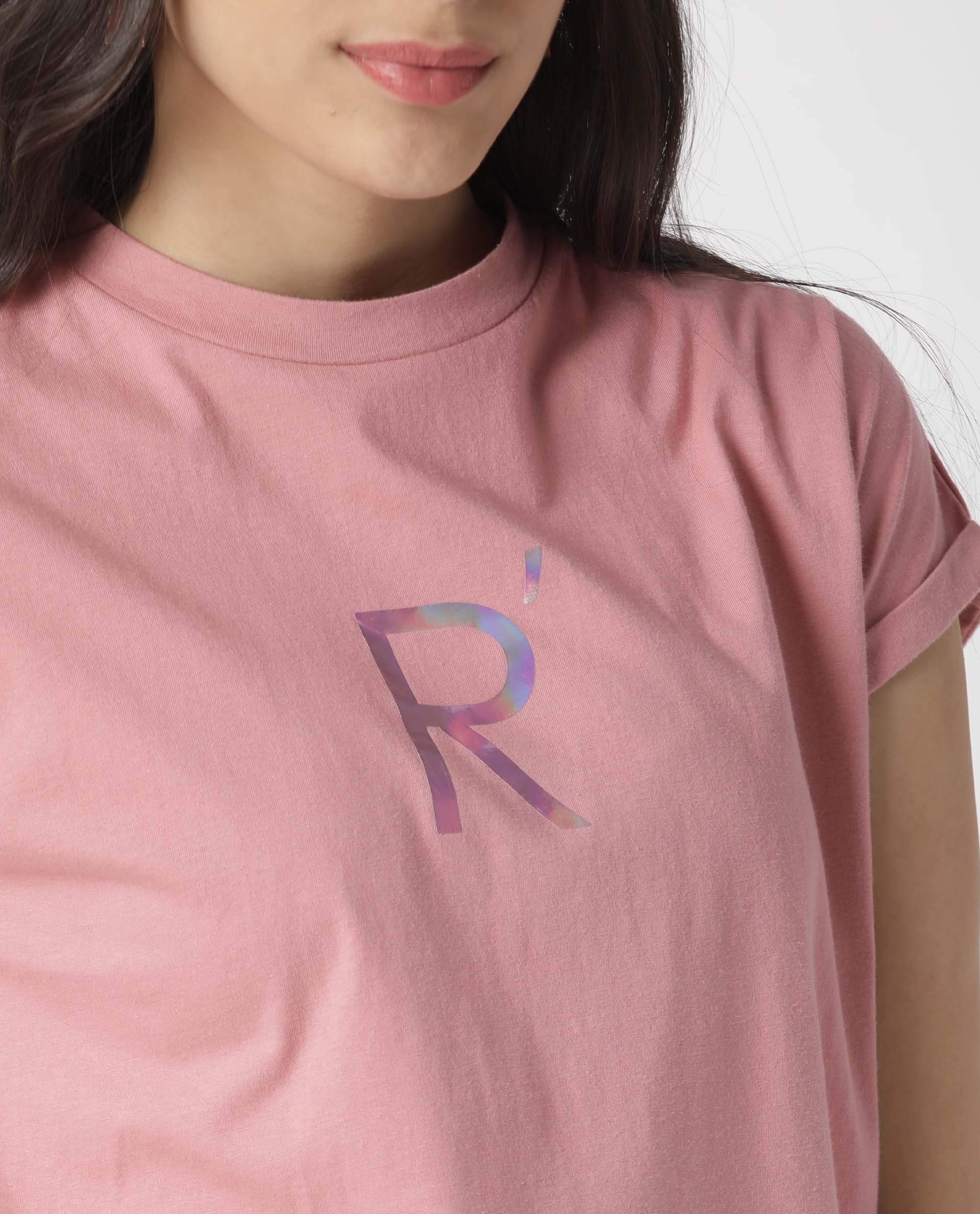 Rareism Women Rad Pink Cotton Fabric Regular Fit Half Sleeves Graphic Print Crew Neck T-Shirt