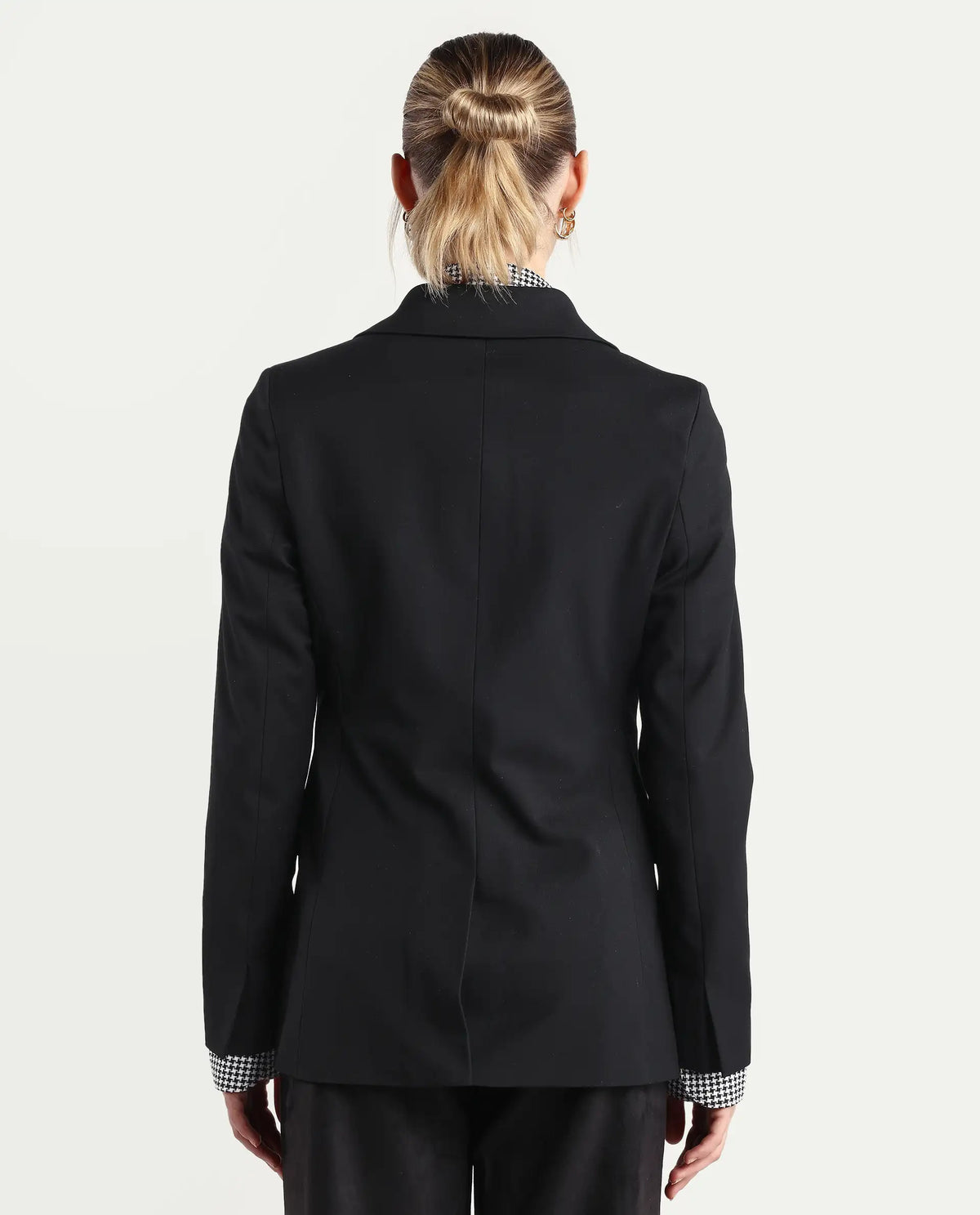 Rareism Women's Reca Black Polyester Blend Full Sleeve Lapel Collar Plain Blazer
