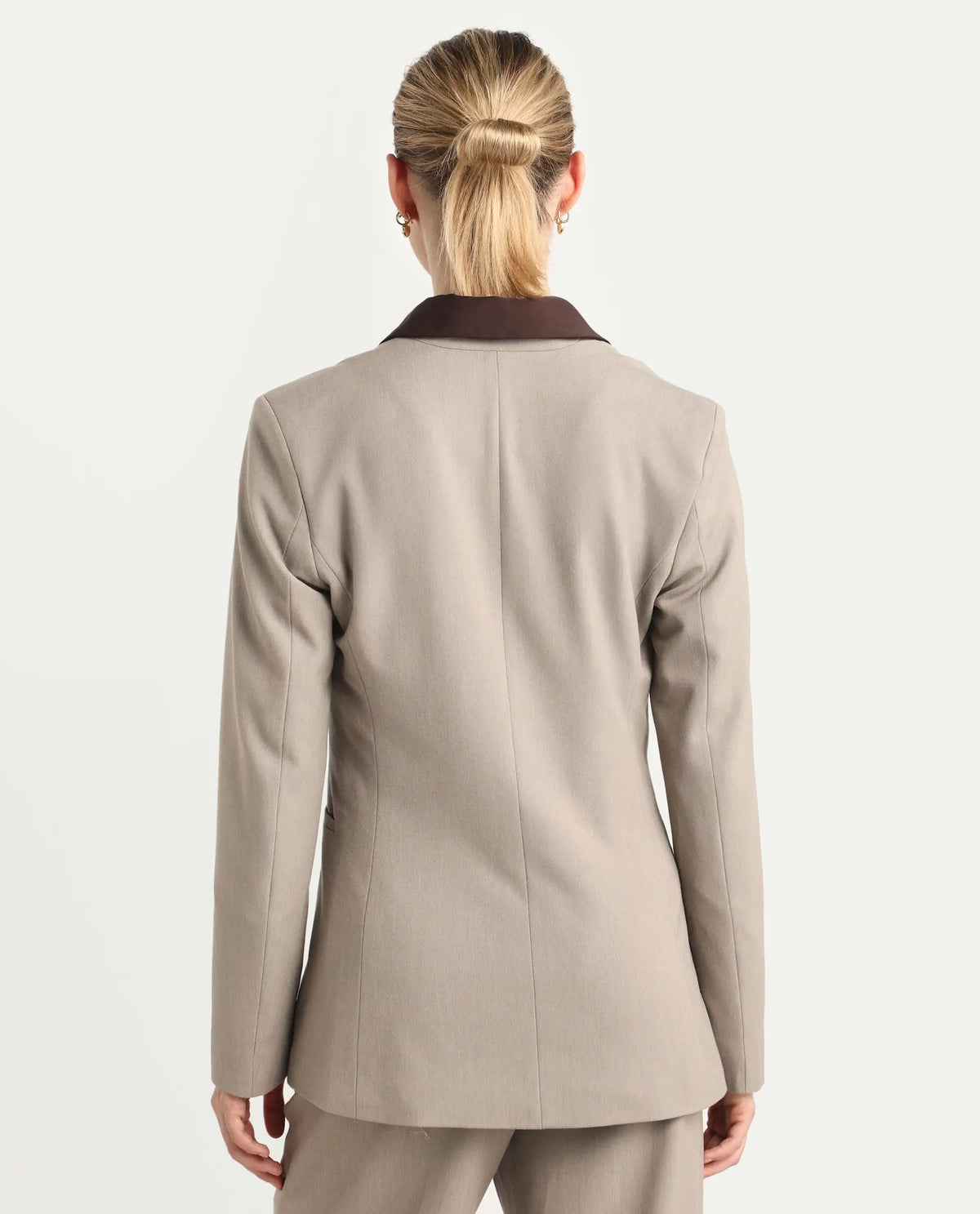Rareism Women's Resha Fawn Polyester Fabric Full Sleeve Plain Blazer