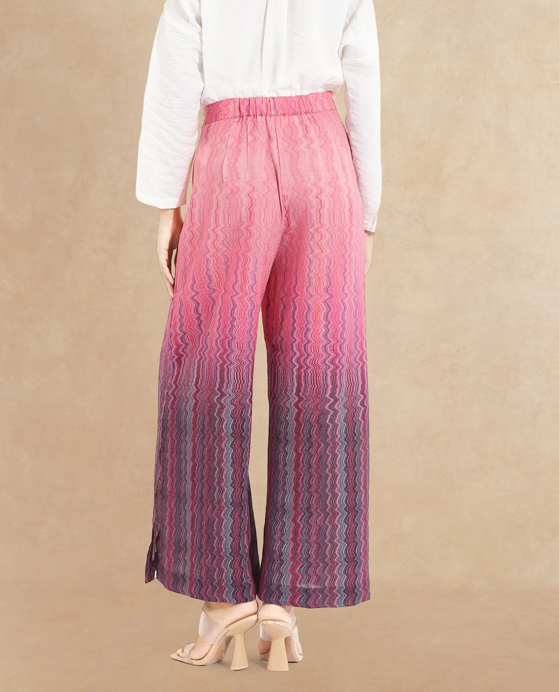 Rareism Women's Rimino Multi Nylon Blend Abstract Print Ankle Length Flared Trouser
