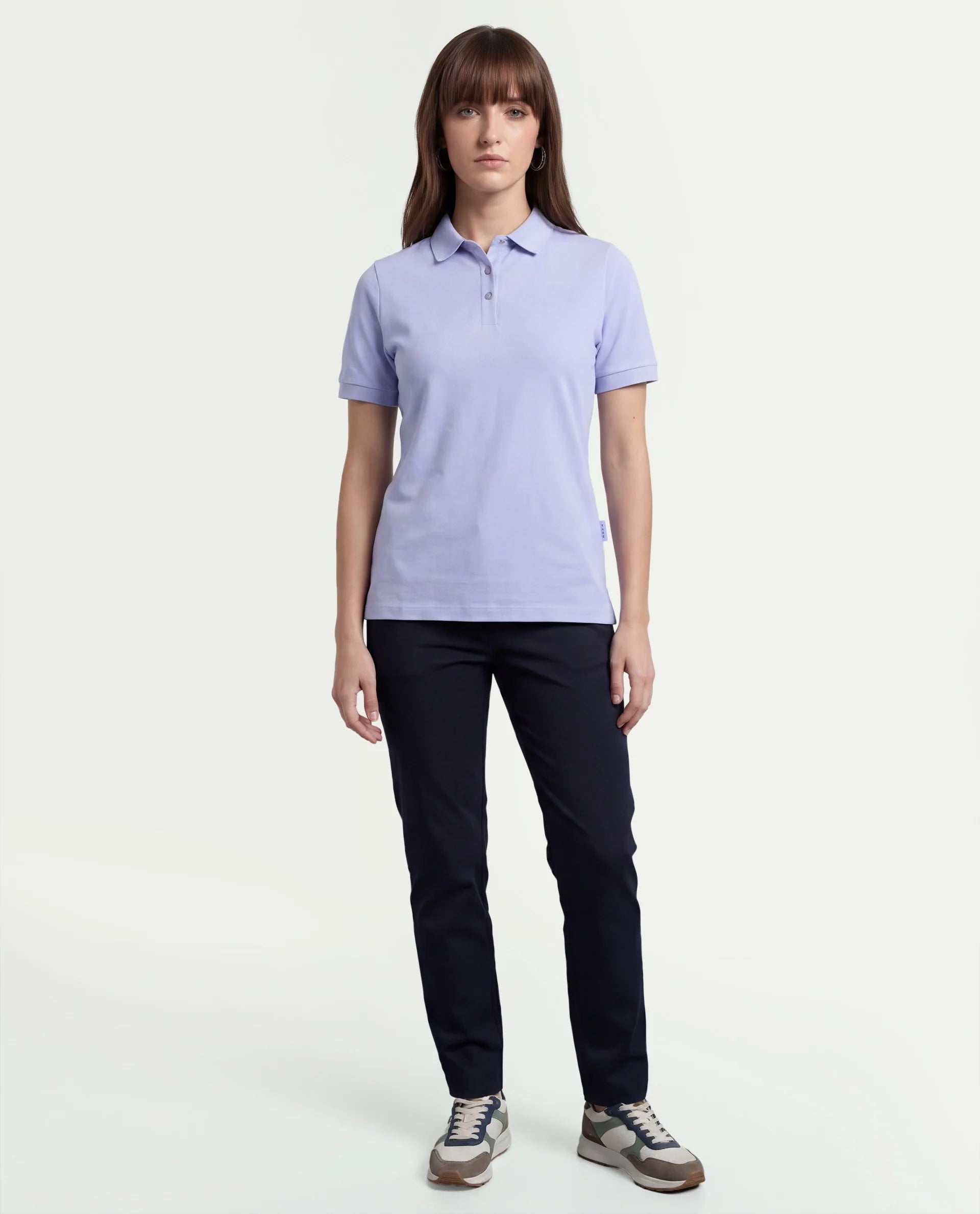 Rareism Women's Basic Rr-Corp-Elane Light Blue Cotton CollaredRegular Plain Polo