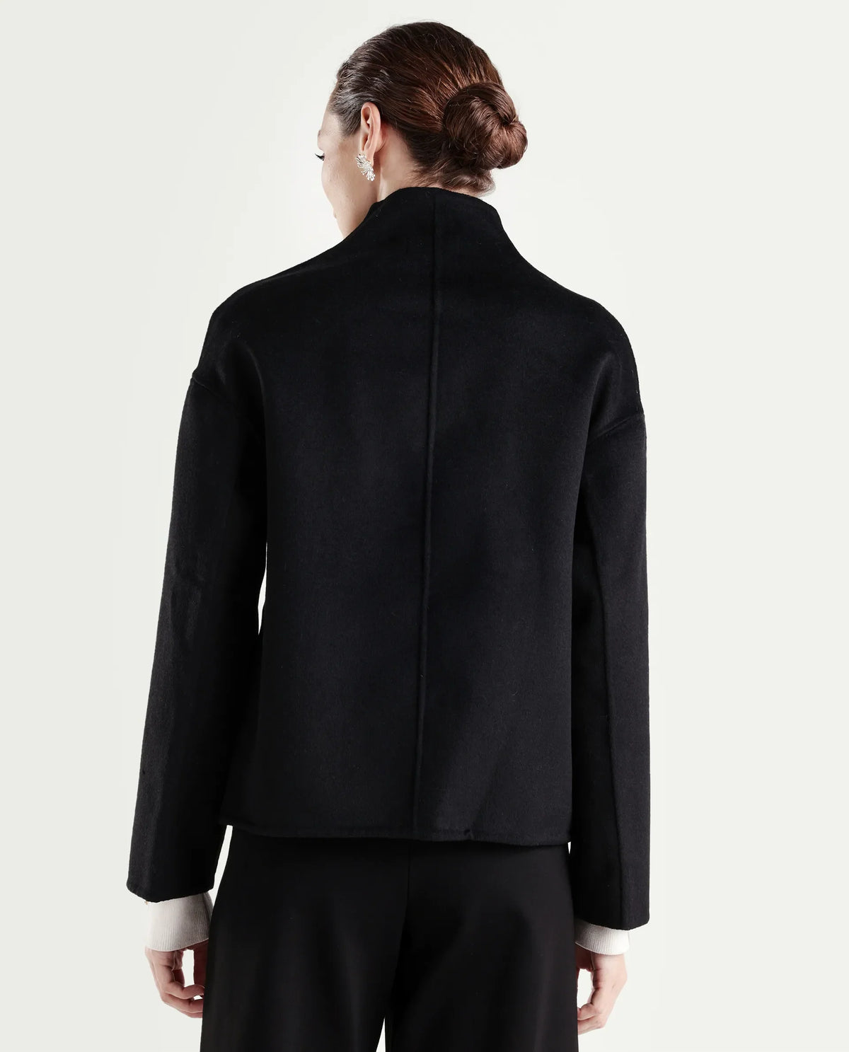 Rareism Women's Newool Black Polyester Blend High Neck Regular Fit Jacket