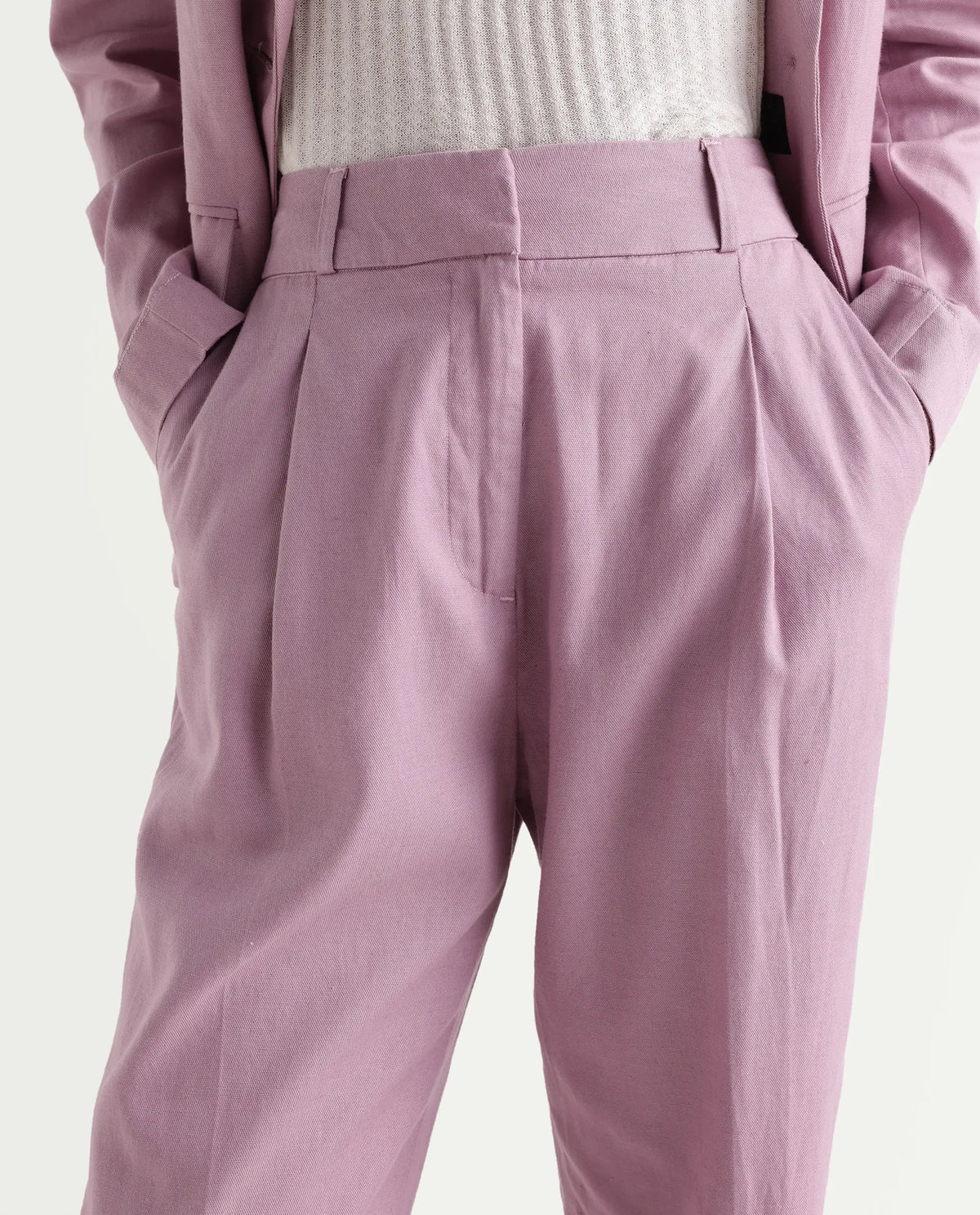 Rareism Women's Linzy-B Dusky Pink 100% Linen Straight Plain Trouser
