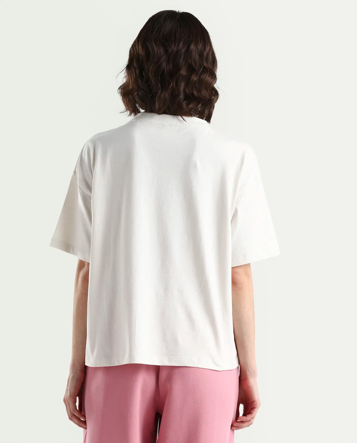 Rareism Women's Zopez Off White Cotton Half Sleeve Boxy Typography Print T-Shirt