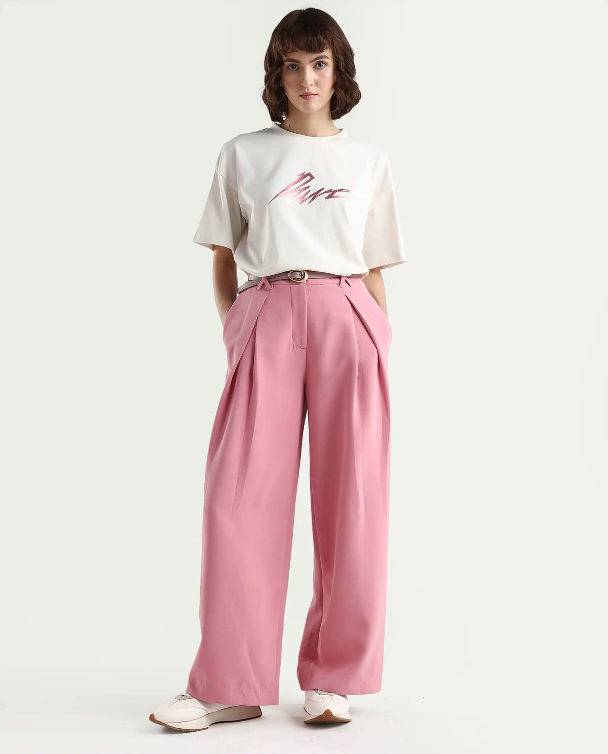 Rareism Women's Zopez Off White Cotton Half Sleeve Boxy Typography Print T-Shirt