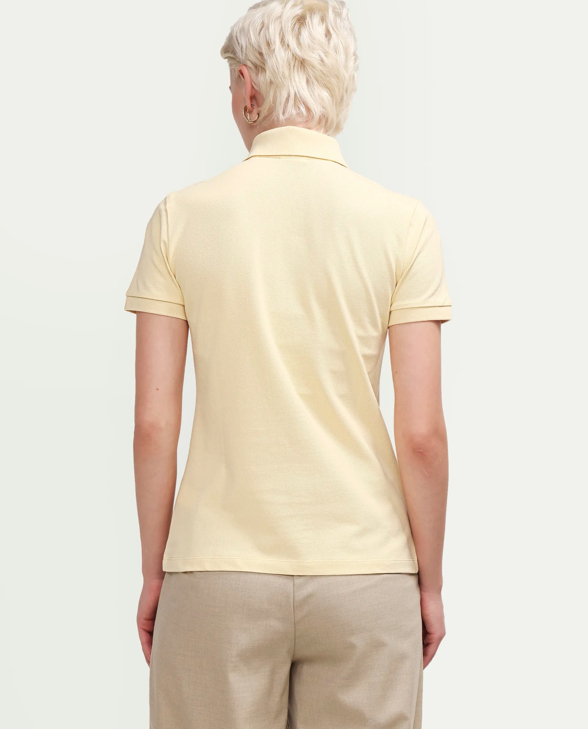 Rareism Women's Zonrad Light Yellow Cotton Blend Half Sleeve Regular Fit Plain Polo