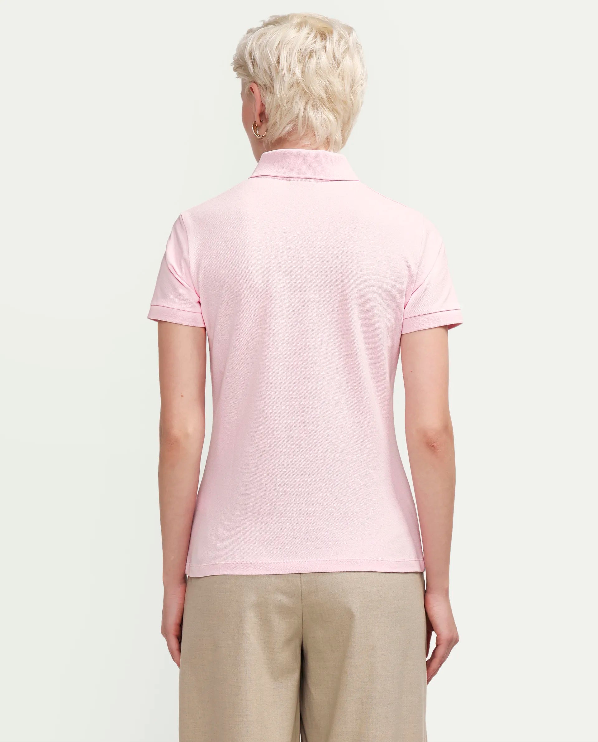 Rareism Women's Zonrad Light Pink Cotton Blend Half Sleeve Regular Fit Plain Polo