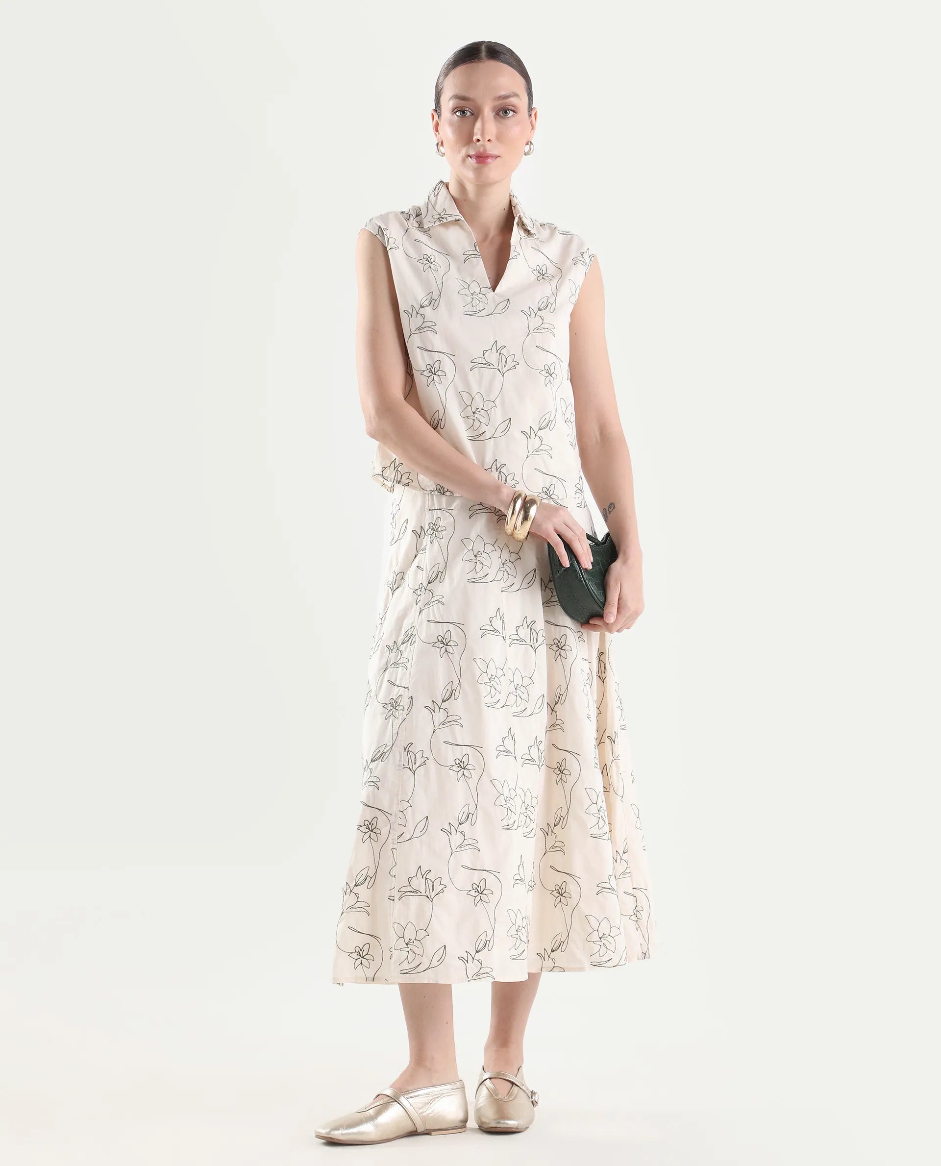 Rareism Women's Ateri-T Beige Cotton Half Sleeve Regular Fit Plain Top