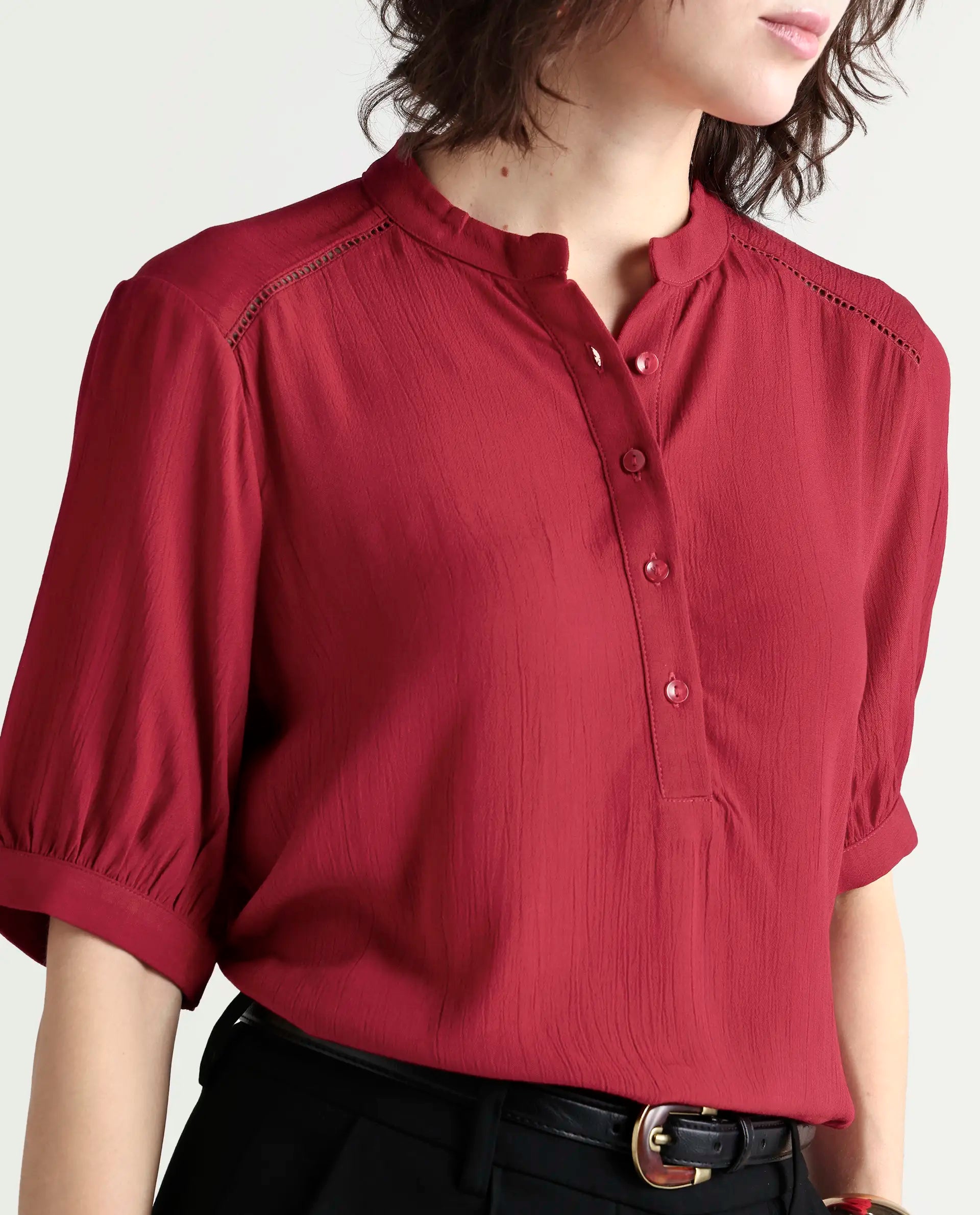 Rareism Women's Elane Red Ct Plain Top