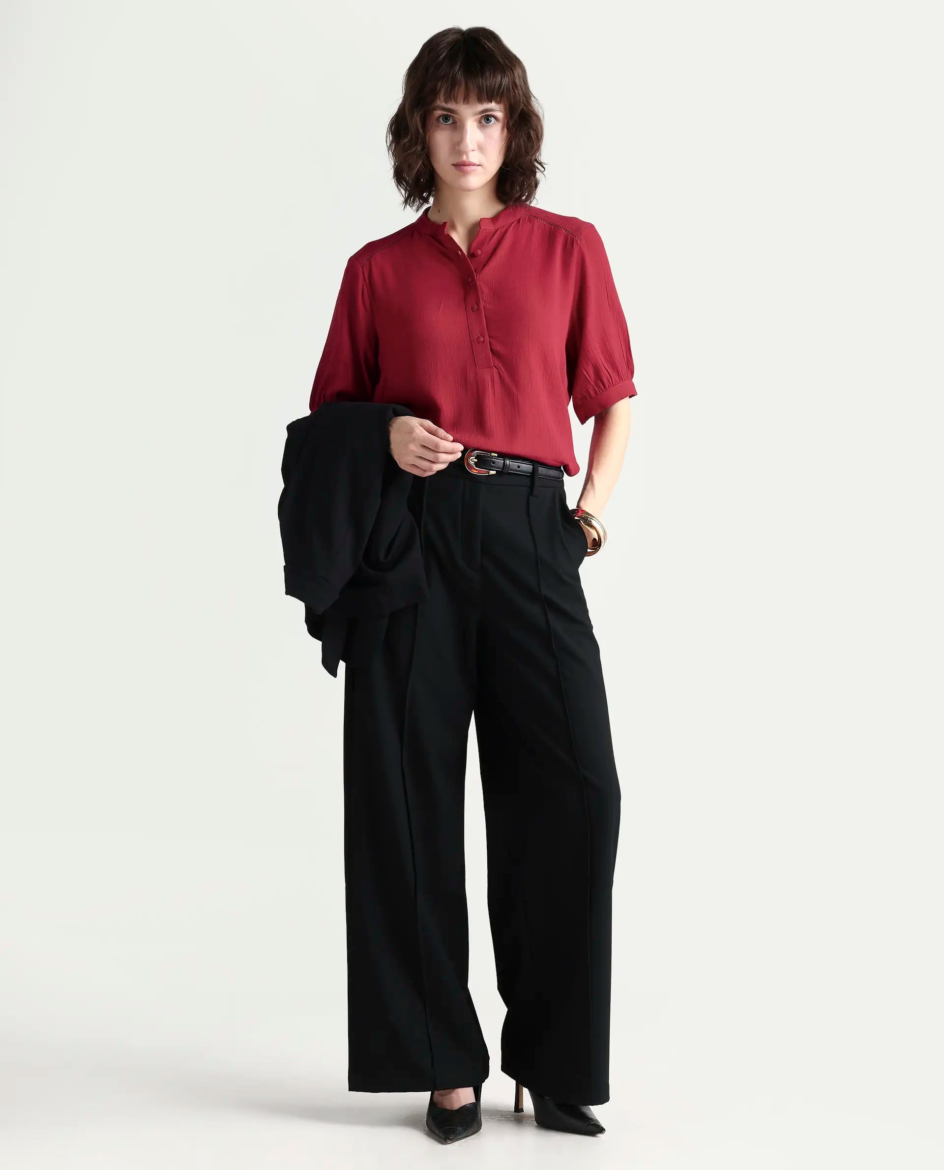 Rareism Women's Elane Red Ct Plain Top
