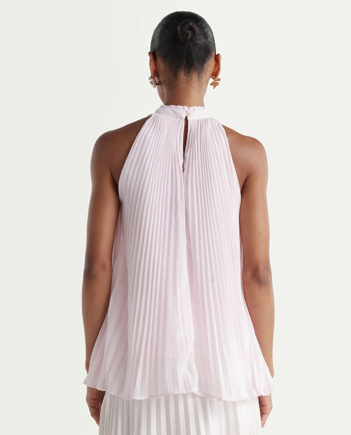 Rareism Women's Moxy Light Pink Polyester Sleeveless Halter Neck Regular Top