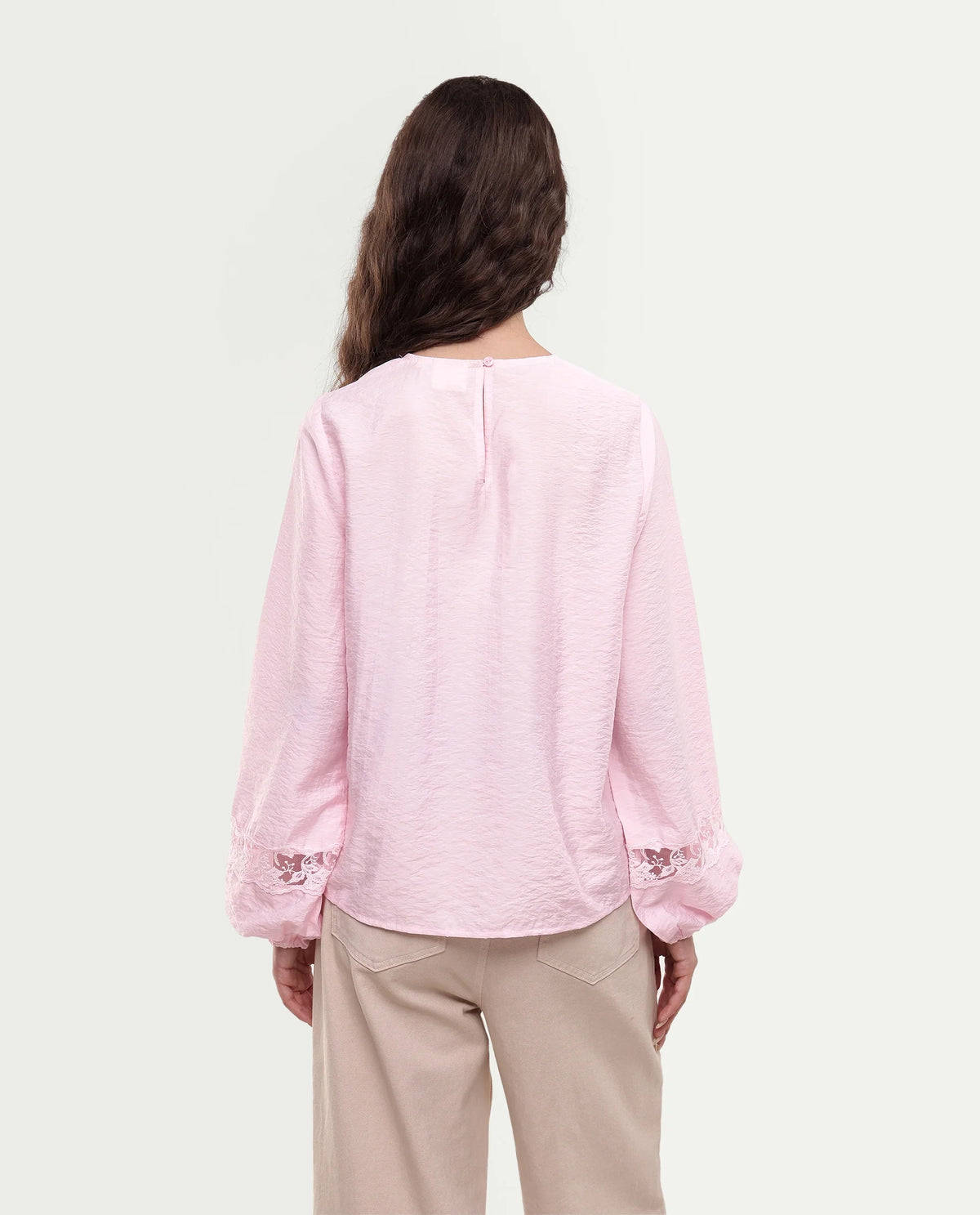 Rareism Women's Vaeli Light Pink Viscose Blend Full Sleeve Crew Neck Relaxed Top
