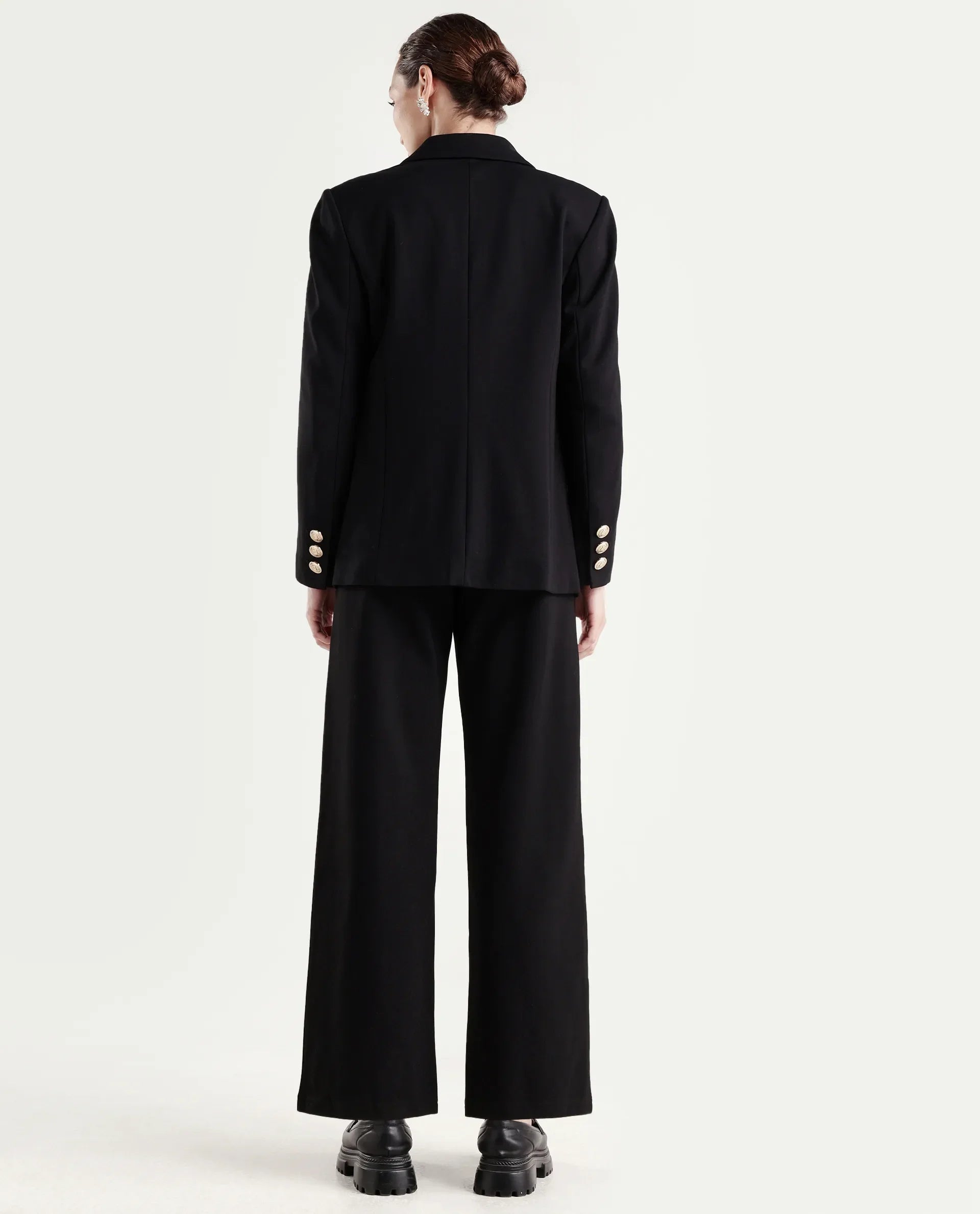 Rareism Women's Jancura-S26 Black Viscose Blend Relaxed Fit Plain Trouser