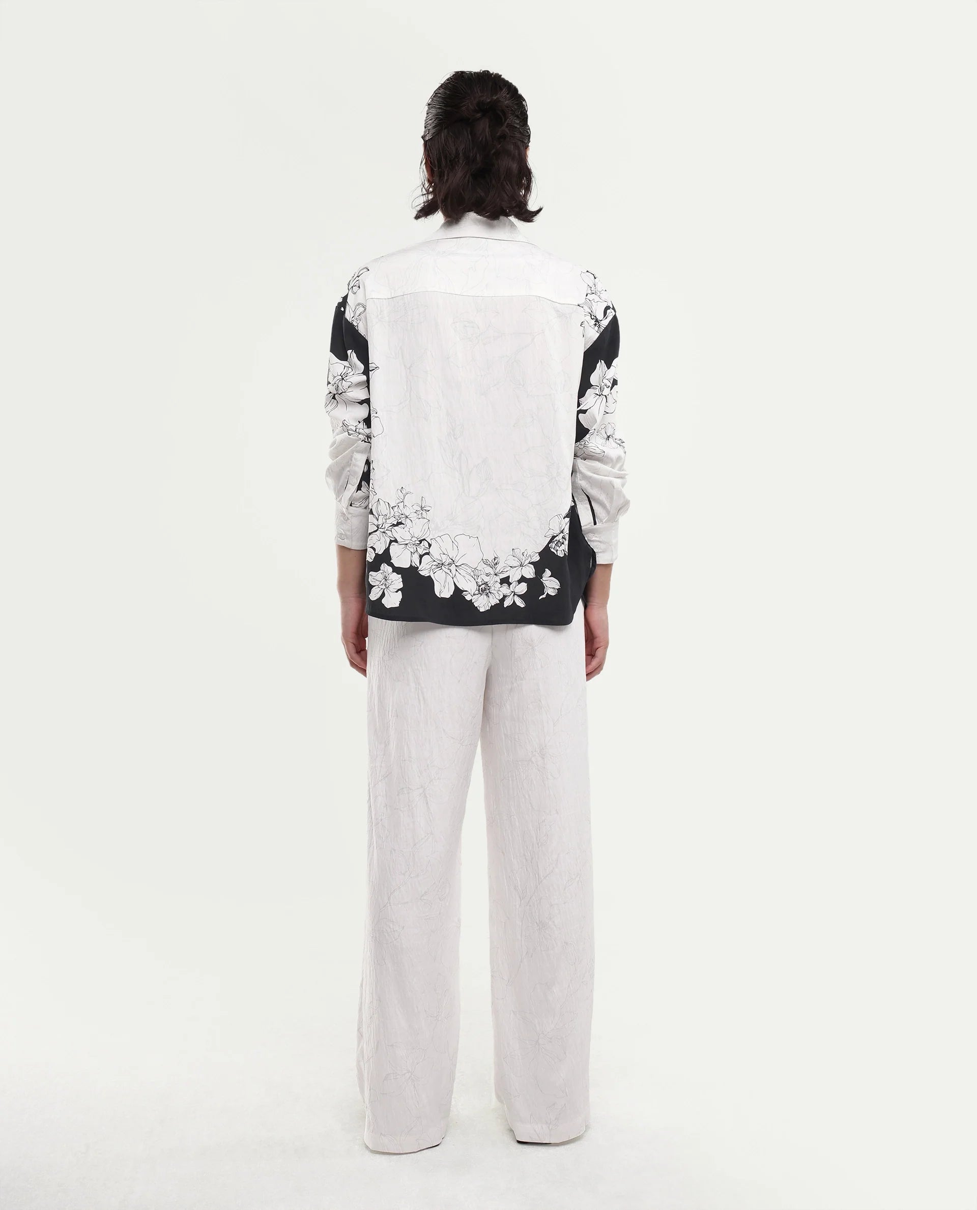 Rareism Women's Camiya-B White Viscose Blend Wide Printed Trouser
