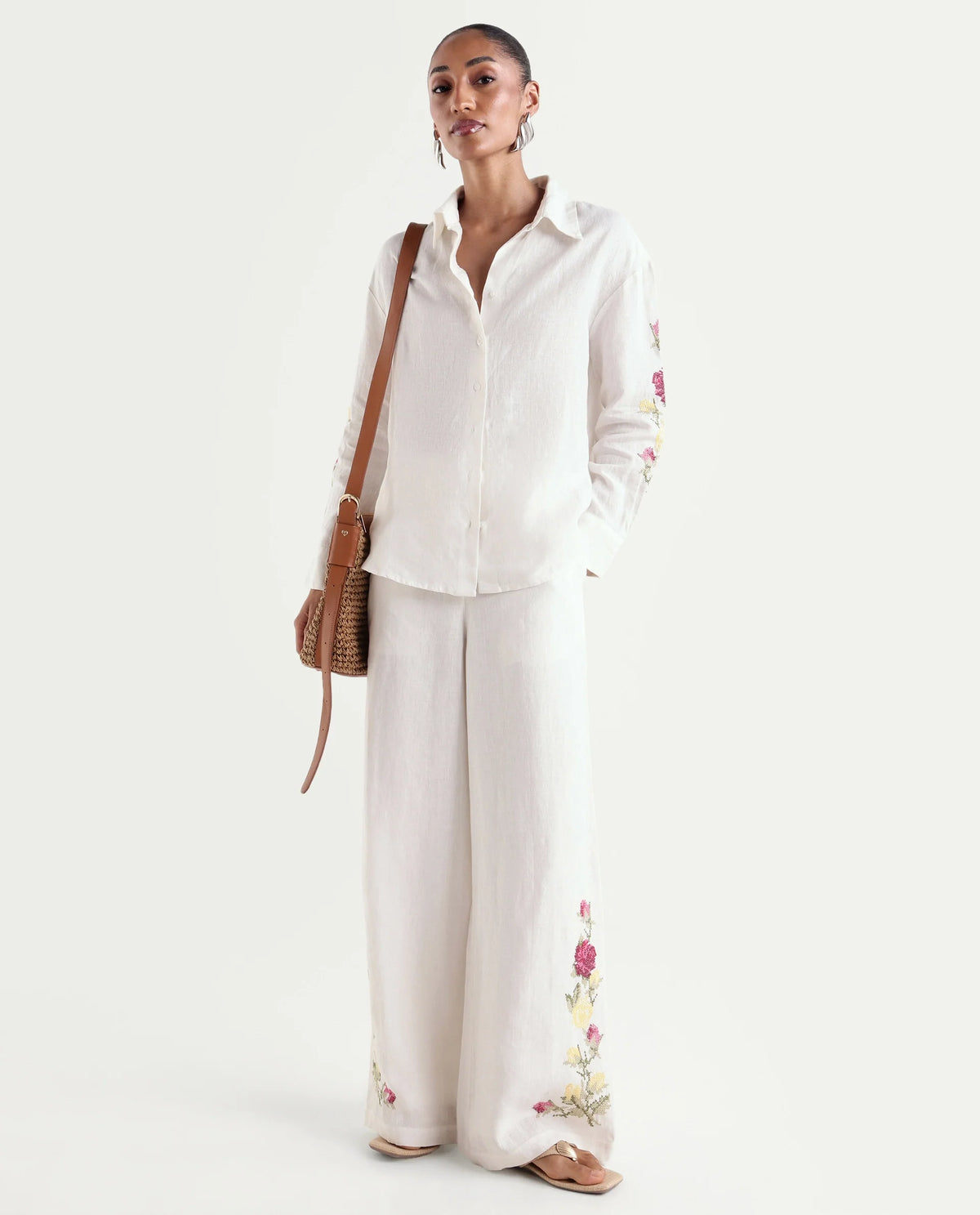 Rareism Women's Taish-T Light Offwhite 100% Linen Spread Collar Regular Plain Shirt