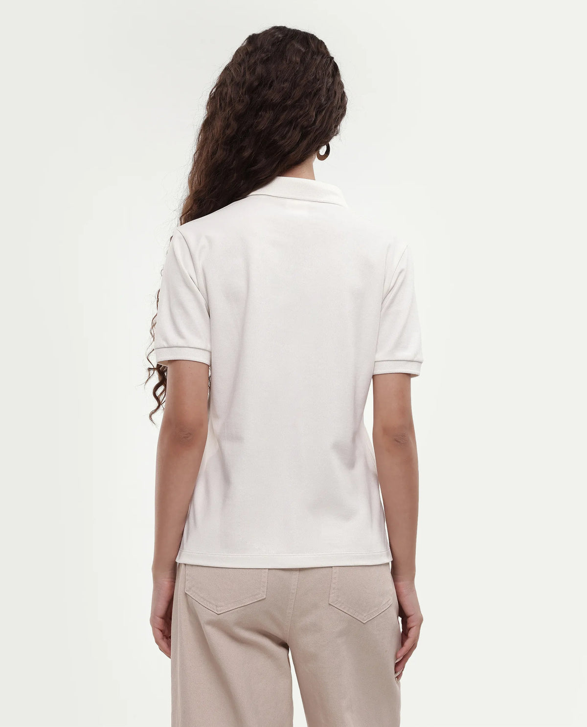Rareism Women's Basic Rr-Corp-Elane White Cotton CollaredRegular Plain Polo