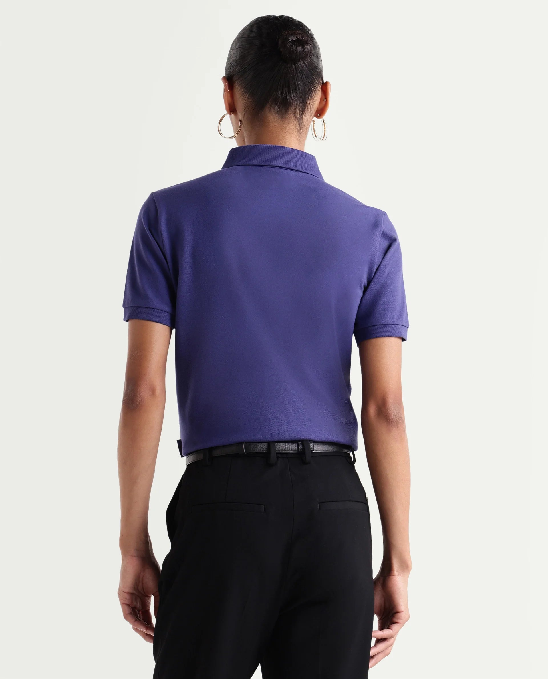 Rareism Women's Basic Rr-Corp-Elane Purple Cotton CollaredRegular Plain Polo