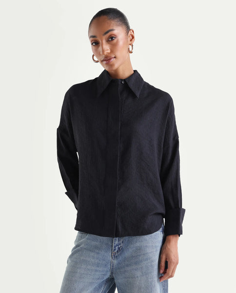 Buy Duxa - Black Solid Oversized Shirt | Rareism