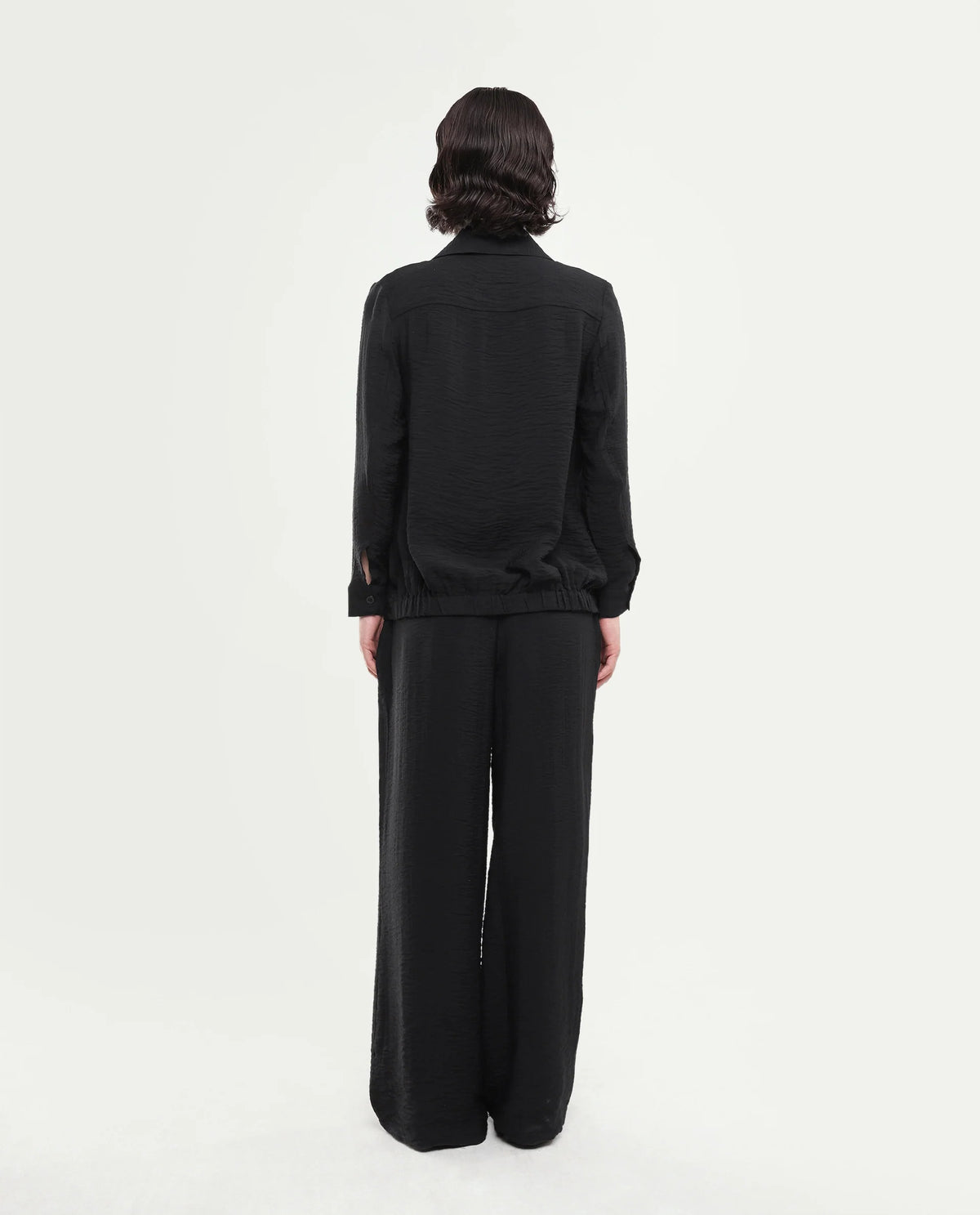 Rareism Women's Dion-B Black Viscose Blend Button And Zip Straight Plain Trouser