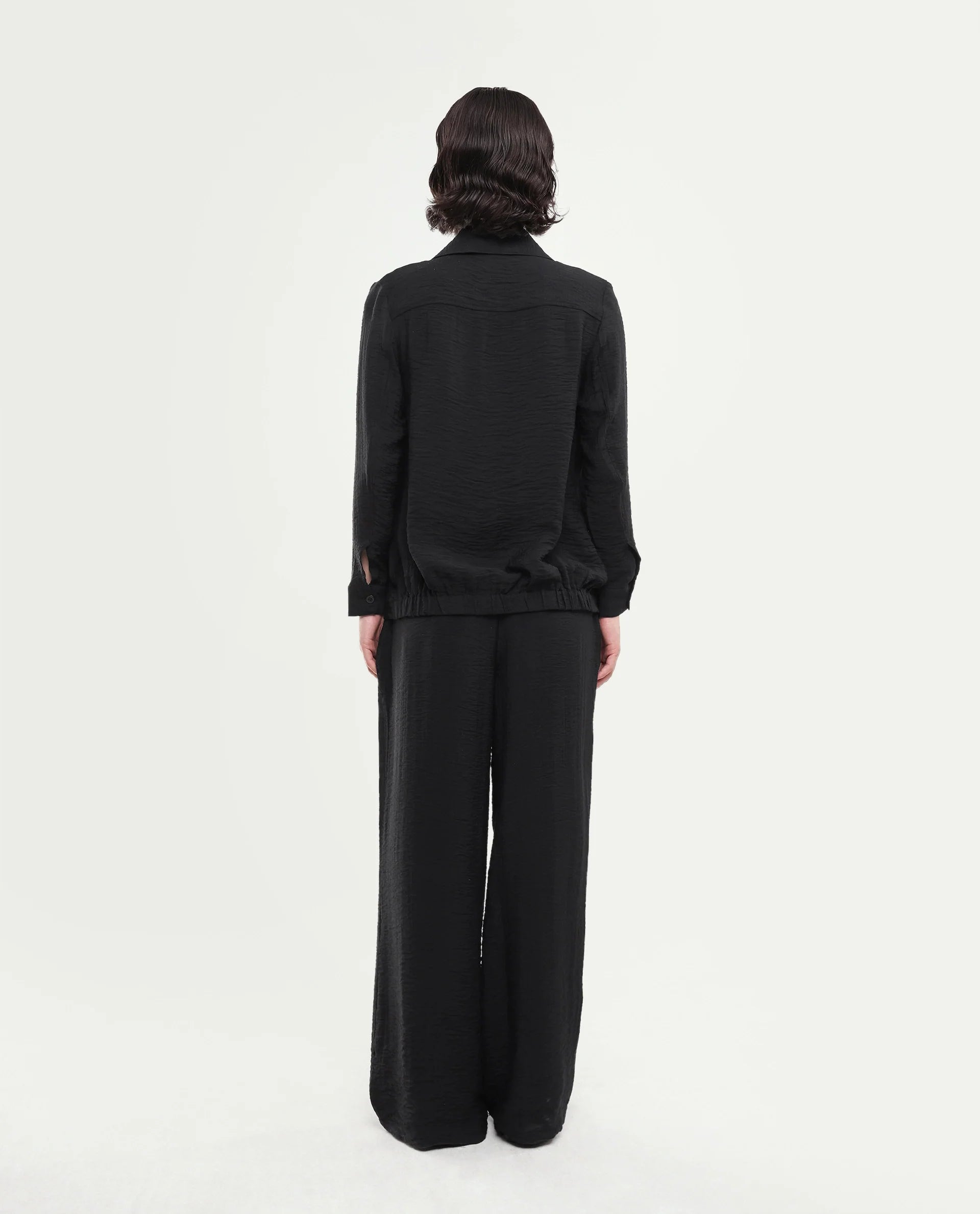 Rareism Women's Dion-B Black Viscose Blend Button And Zip Straight Plain Trouser