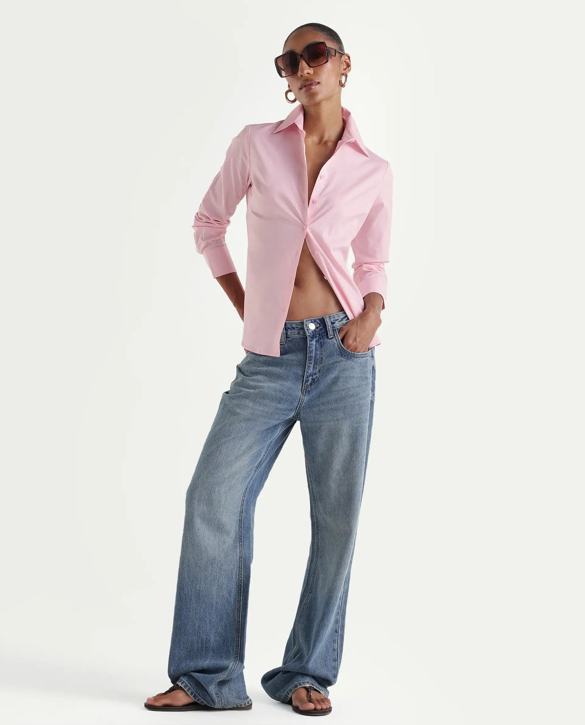 Rareism Women's Maven Pink Cotton Blend Spread Collar Fitted Plain Shirt