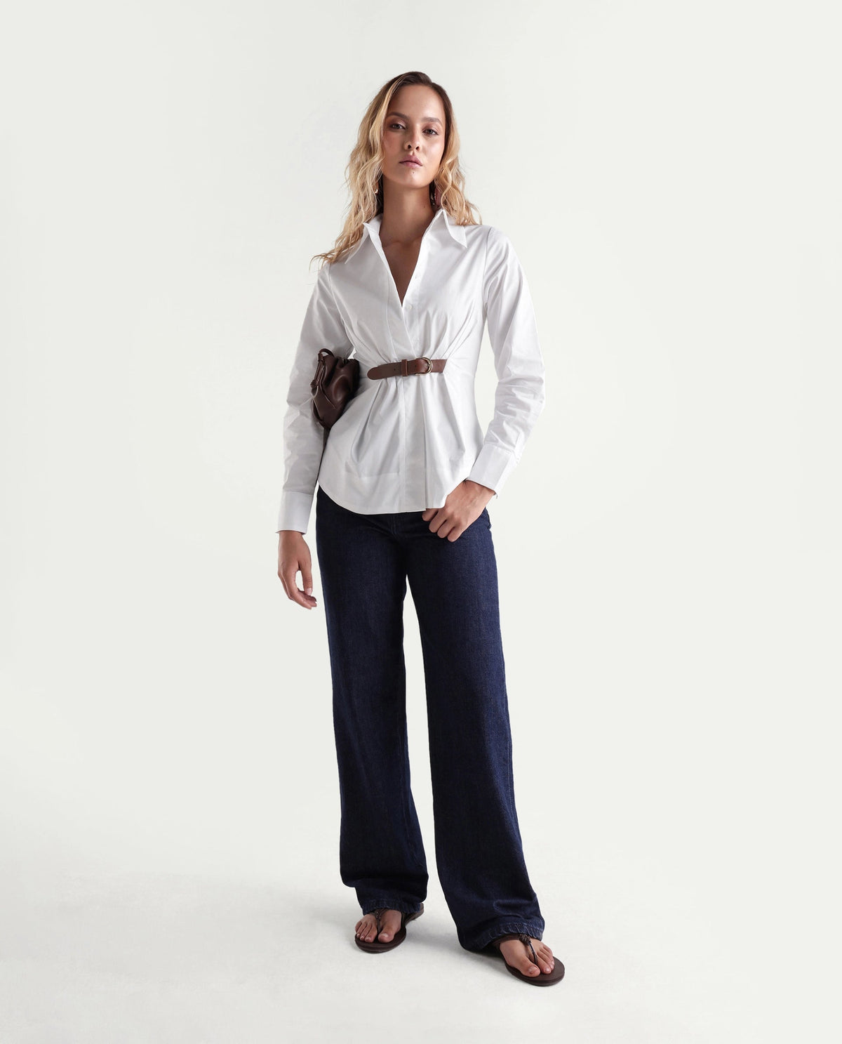 Rareism Women's Onio Off White Plain Cotton Blend Regular Long Sleeves Shirt