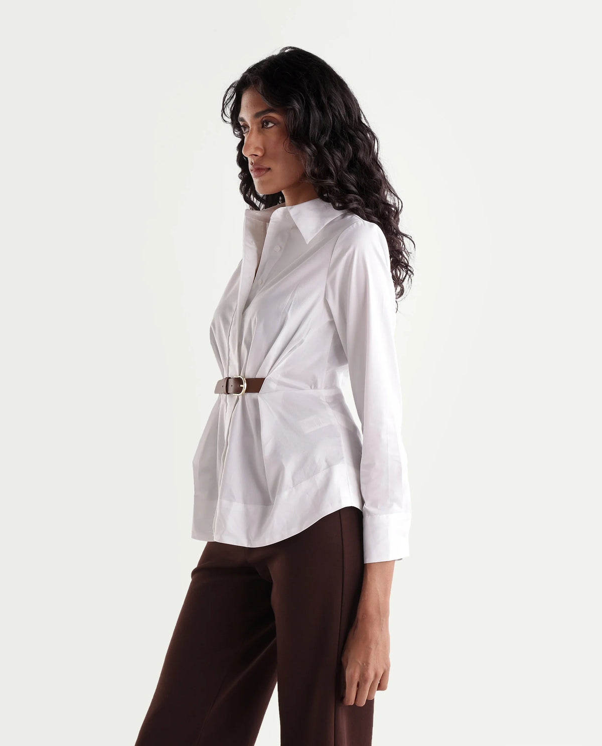 Rareism Women's Onio Off White Plain Cotton Blend Regular Long Sleeves Shirt