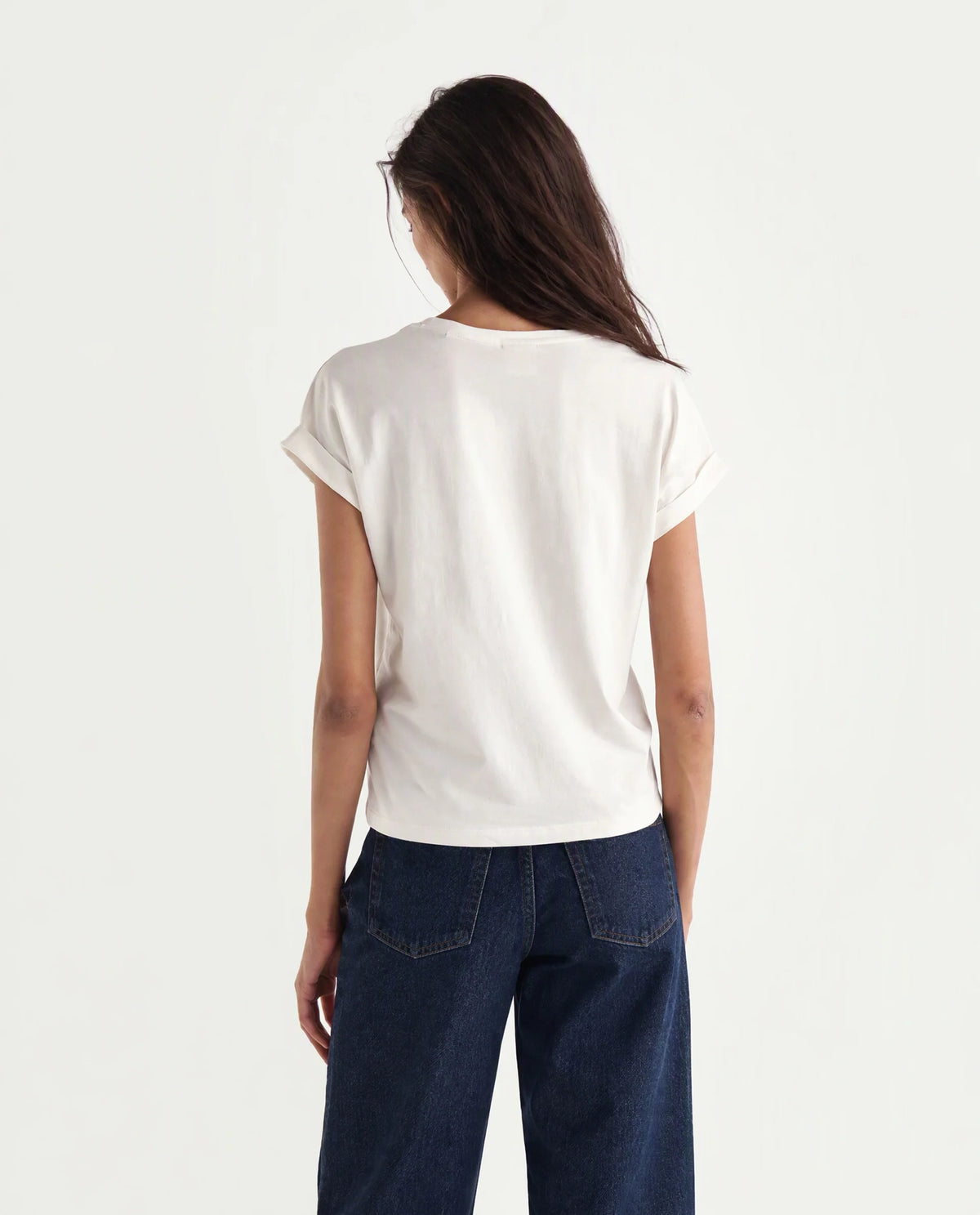 Rareism Women's Majo Off White Cotton Blend Fabric Crew Neck Relaxed Typography Print T-Shirt