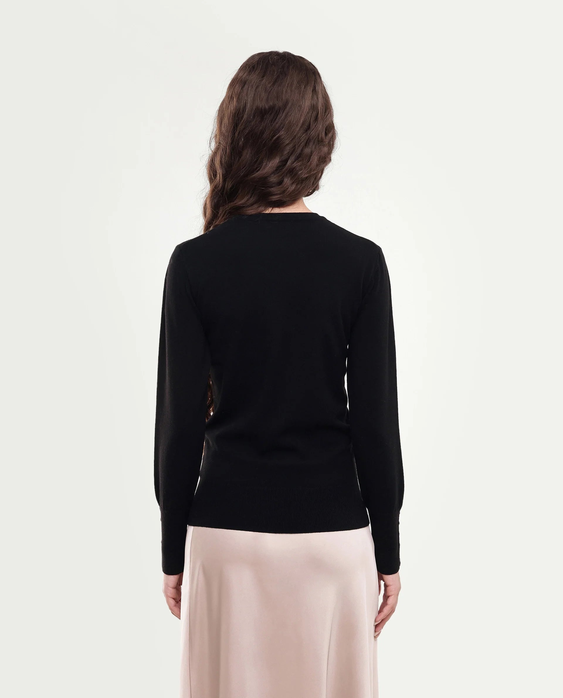 Rareism Women's Loran Black Solid Viscose Blend Regular Fit Full Sleeve Top
