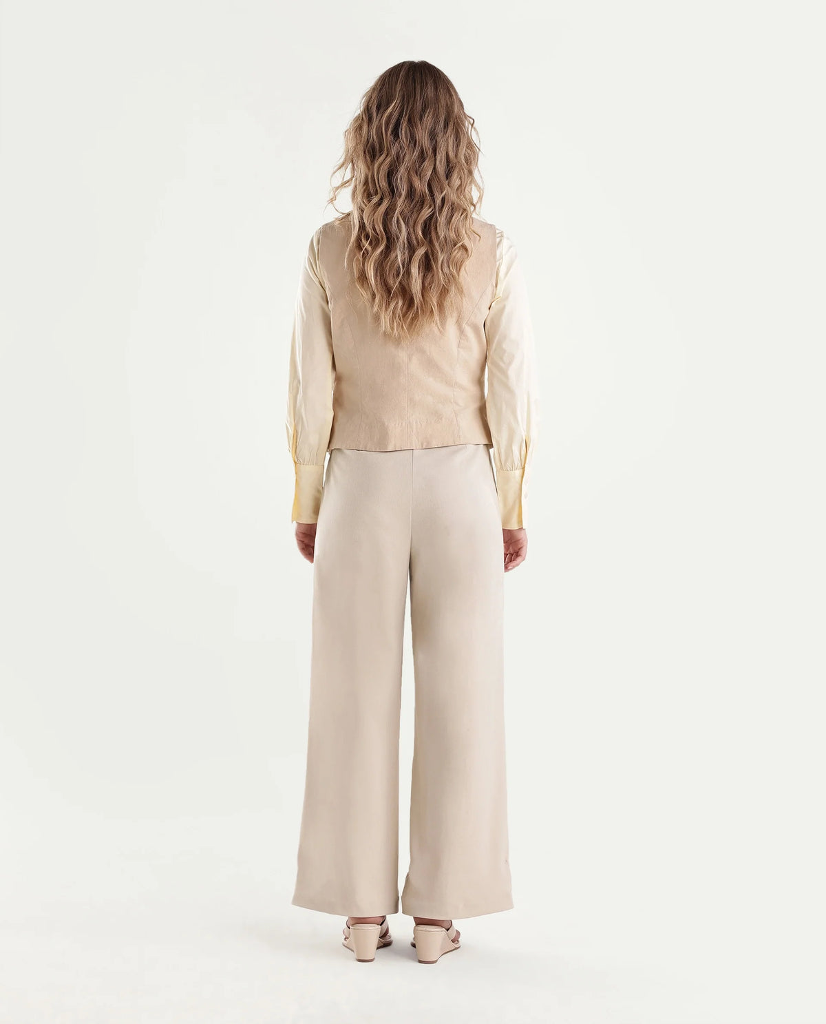 Rareism Women's Widy-Aw26 Beige Polyester Blend Wide Plain Trouser