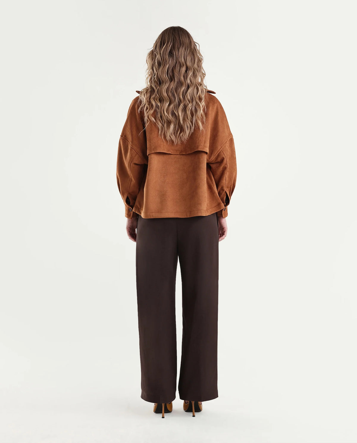 Rareism Women's Srait-Aw26 Brown Polyester Blend Straight Plain Trouser