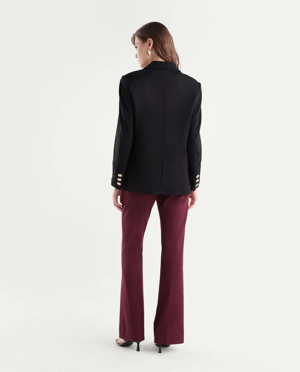 Rareism Women's Frare-Aw26 Dark Red Polyester Blend Bootcut Plain Trouser