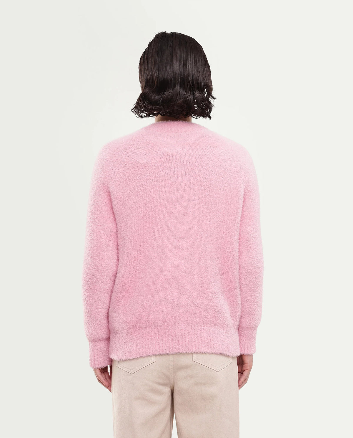 Rareism Women's Mitsi Light Peach Plain Nylon Relaxed Long Sleeves Sweater